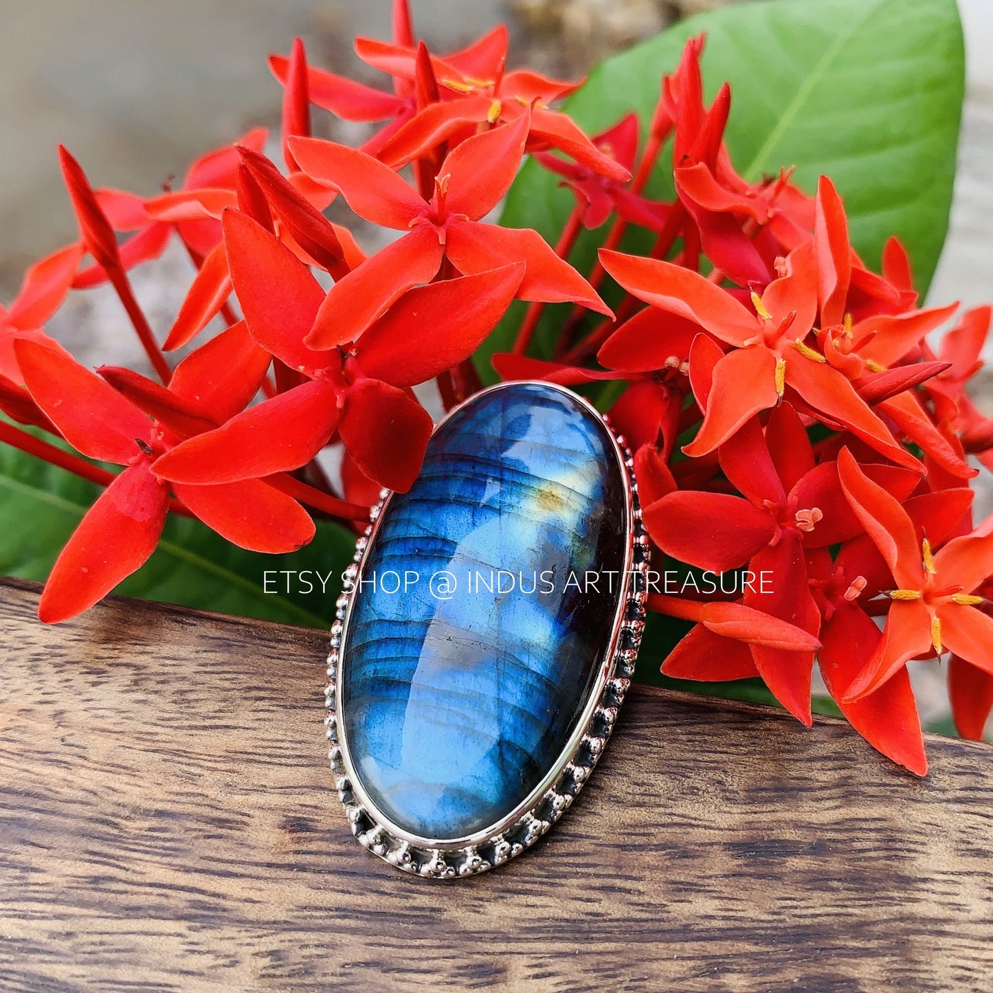 Blue Labradorite Statement Ring