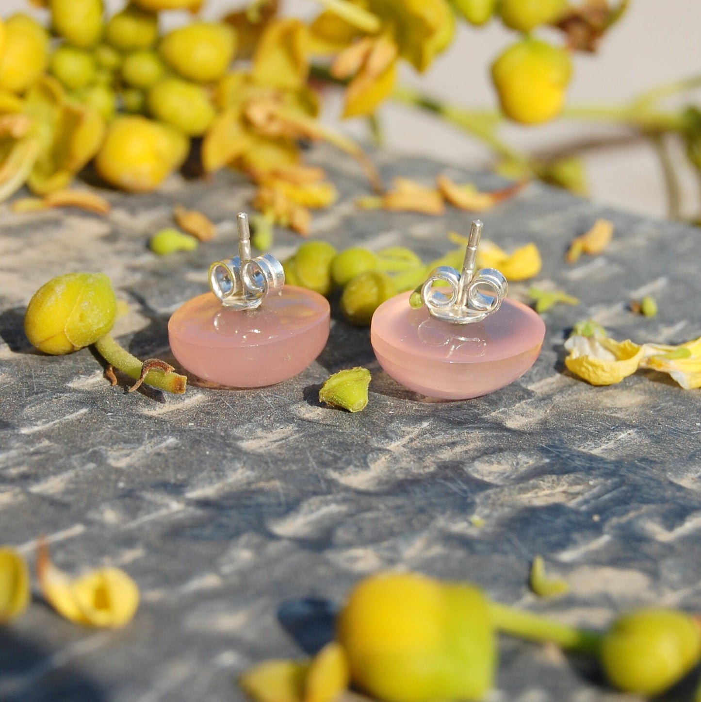 Pink Chalcedony Stud Earrings