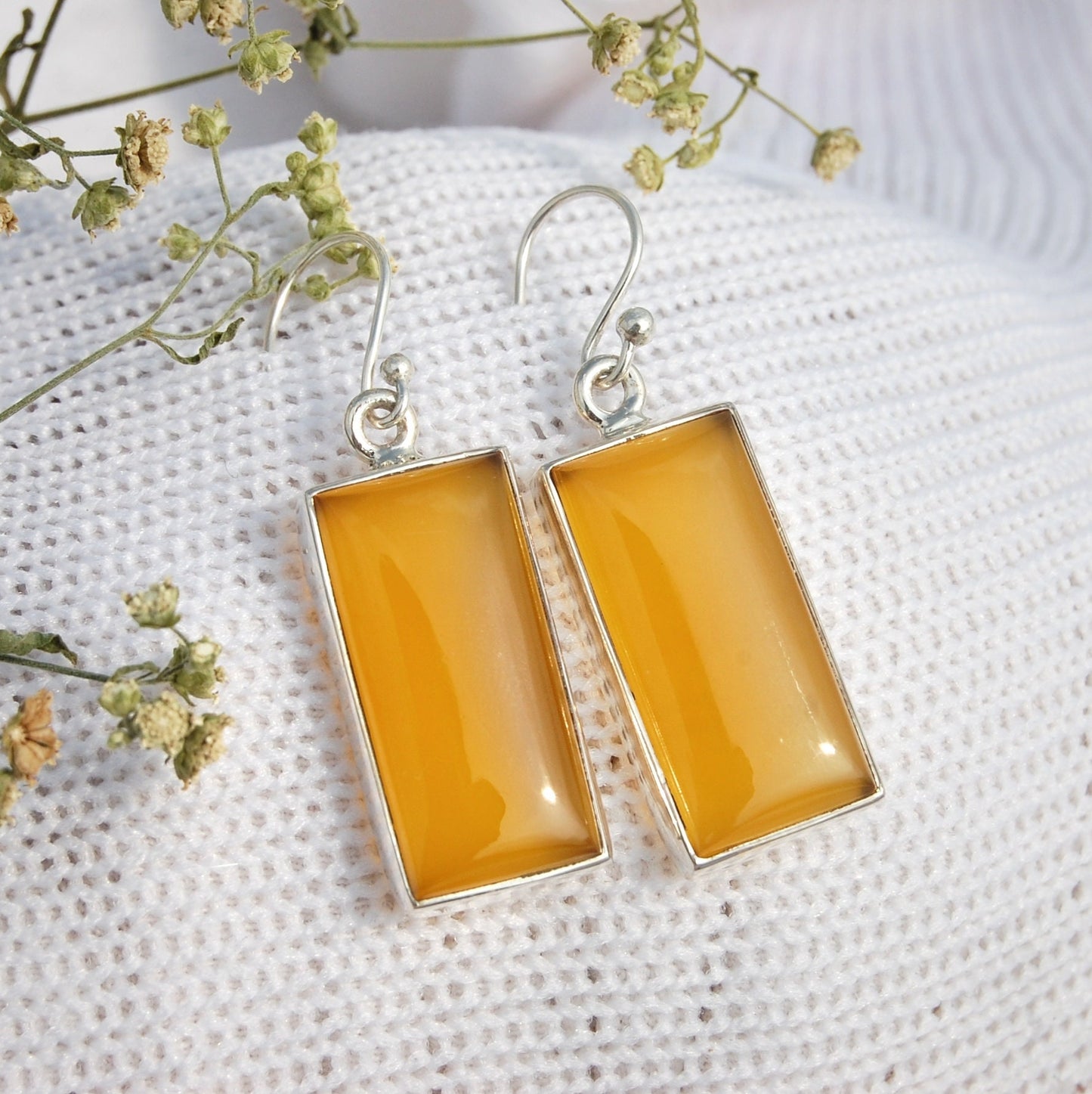Yellow Onyx Dangle Earrings