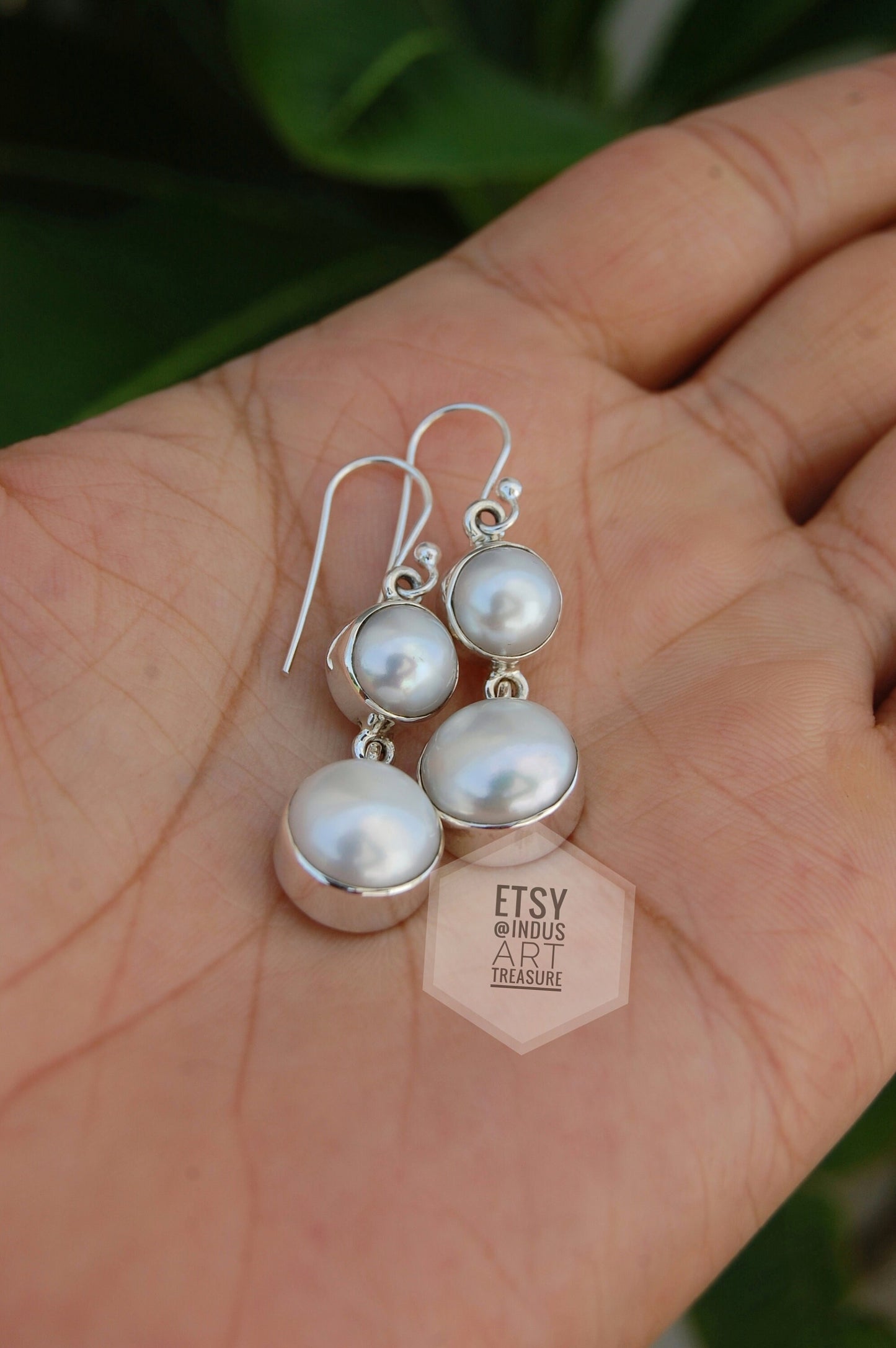 Fresh Water White Pearl Dangling Earrings