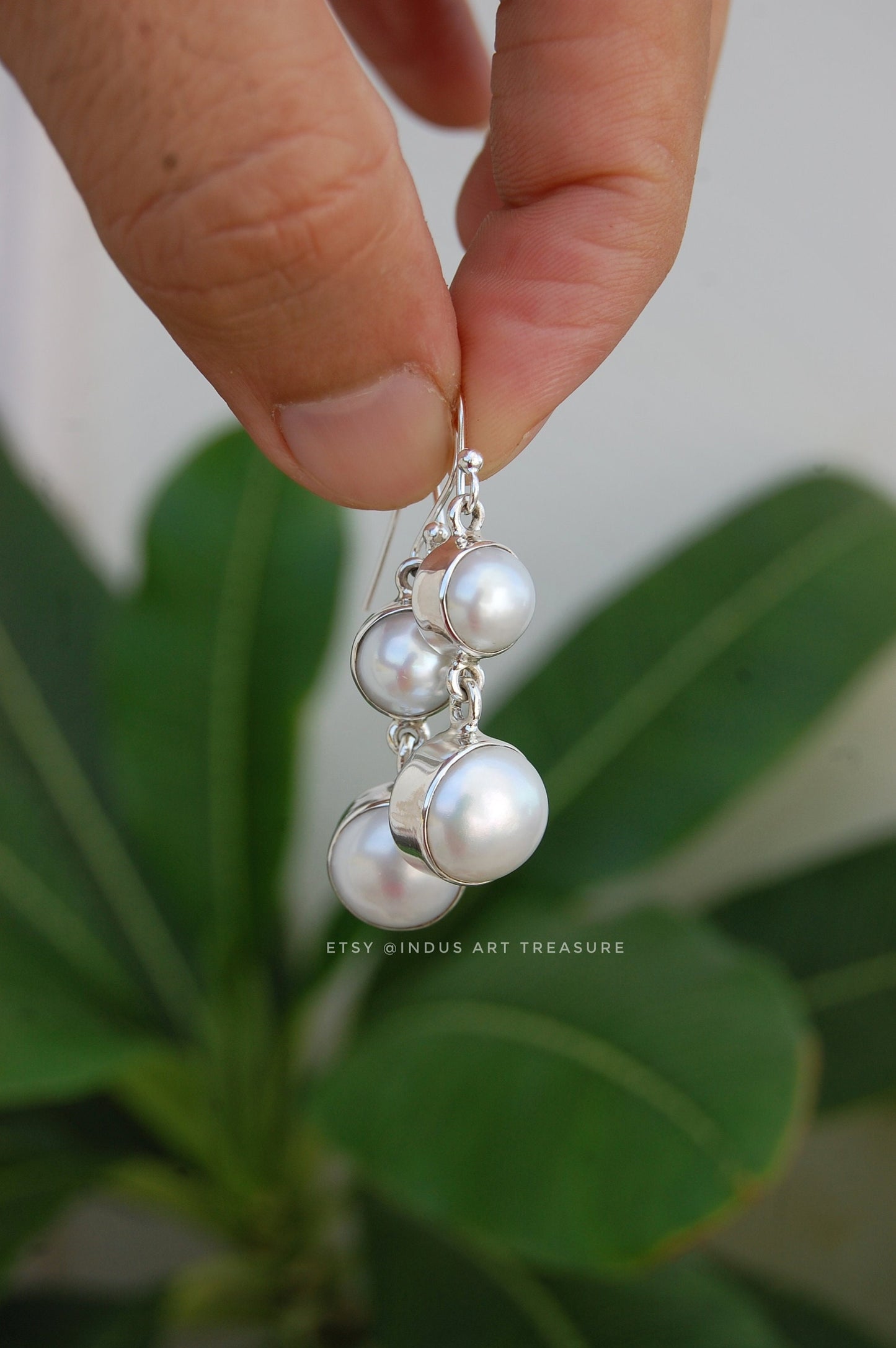 Fresh Water White Pearl Dangling Earrings