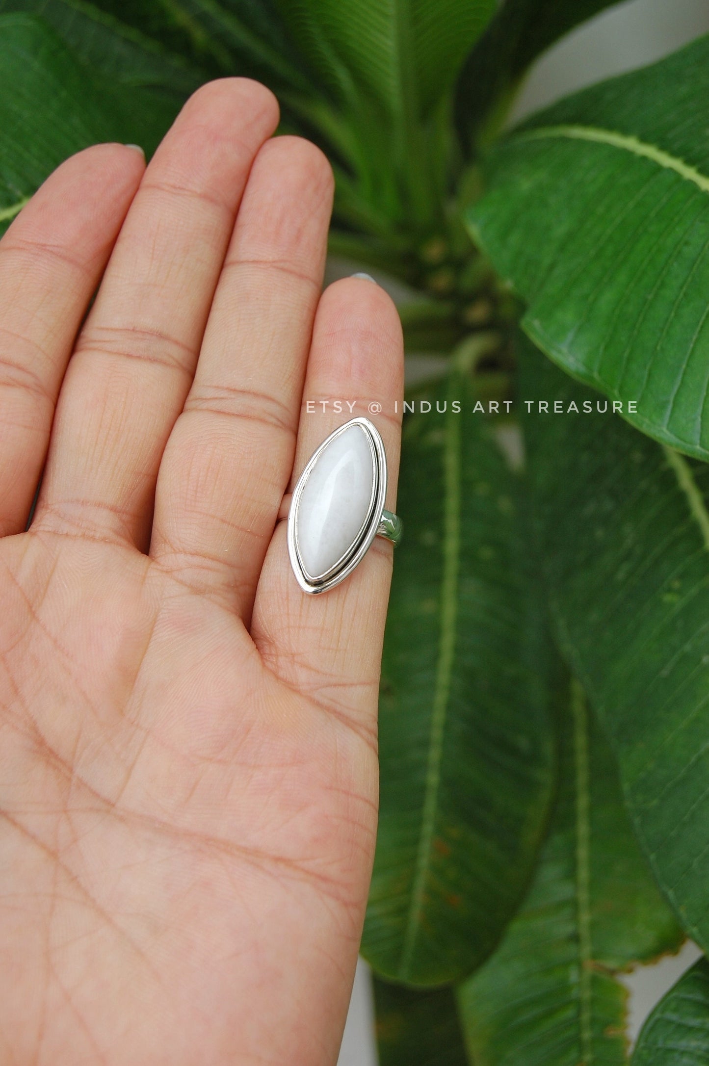 White Quartz Marquise Ring