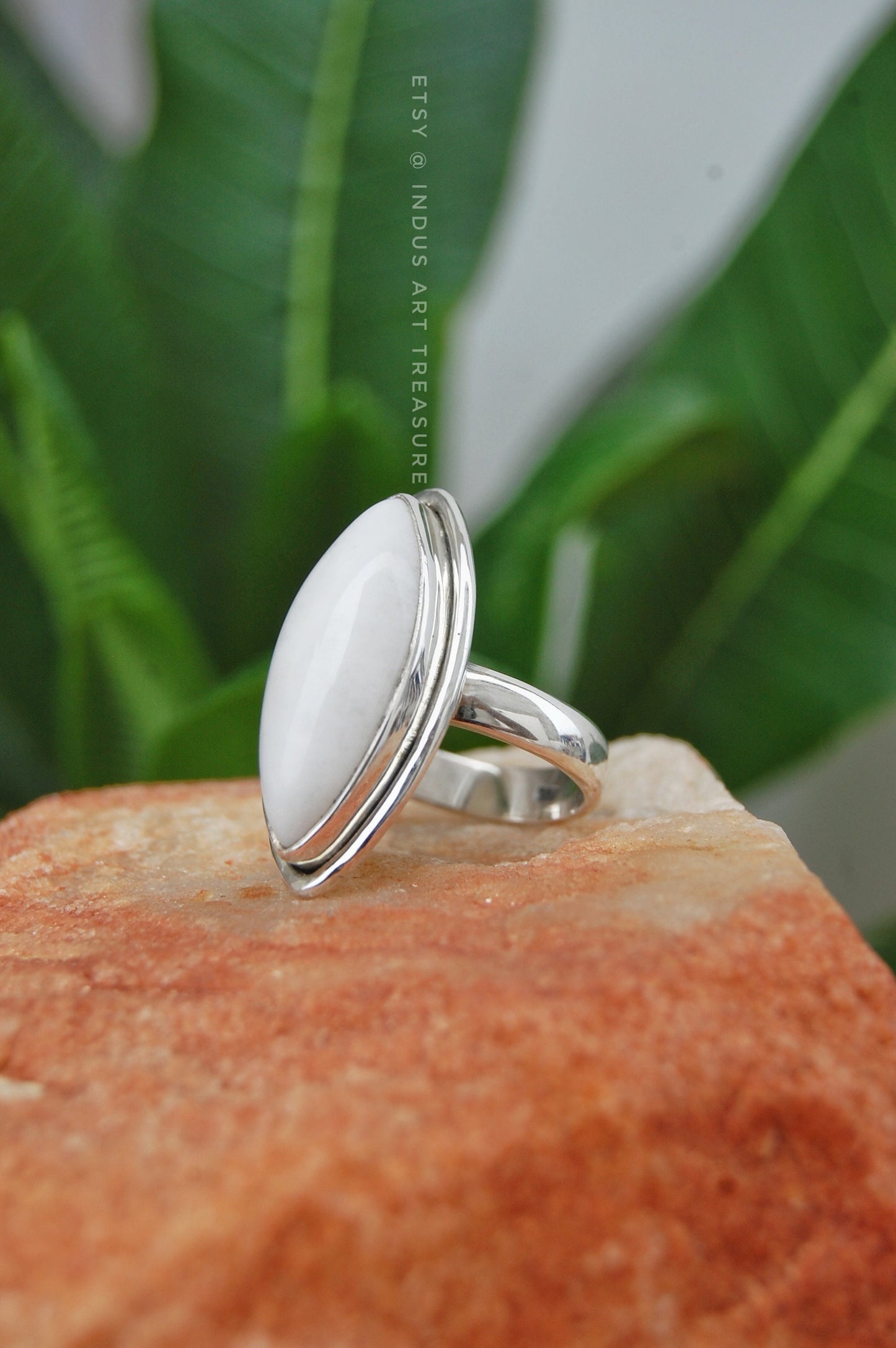 White Quartz Marquise Ring