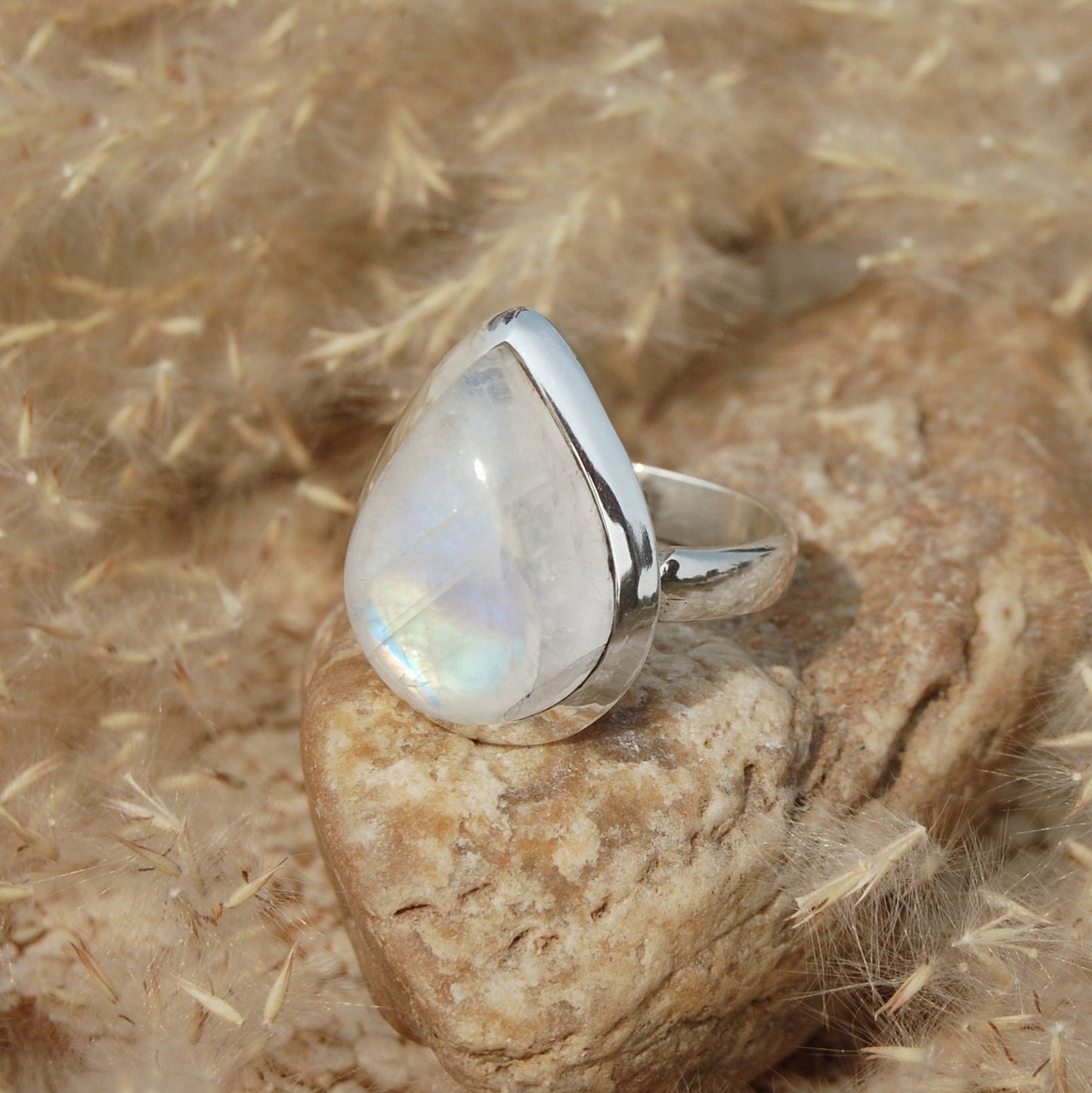 Rainbow Moonstone Ring