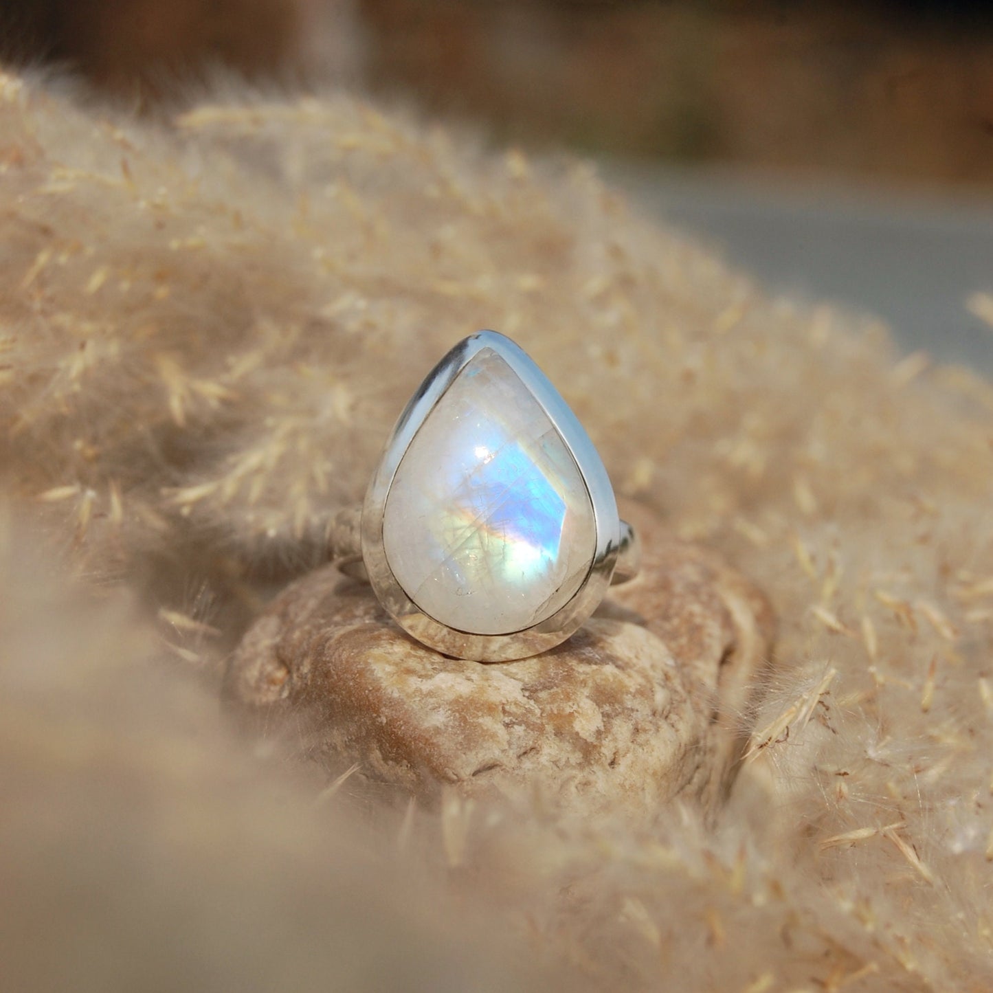 Rainbow Moonstone Ring