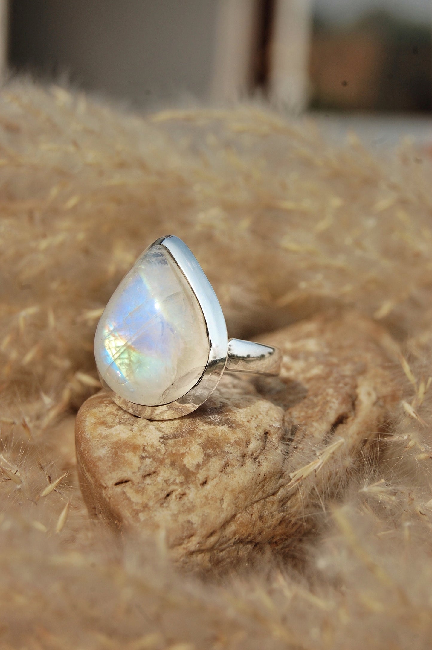 Rainbow Moonstone Ring