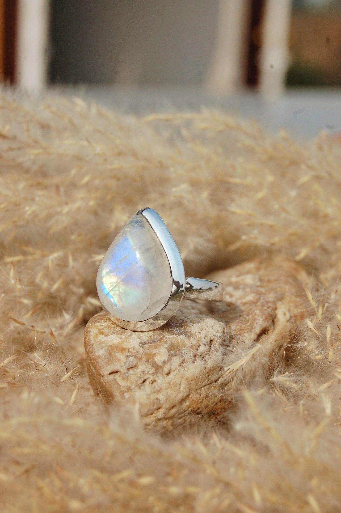 Rainbow Moonstone Ring