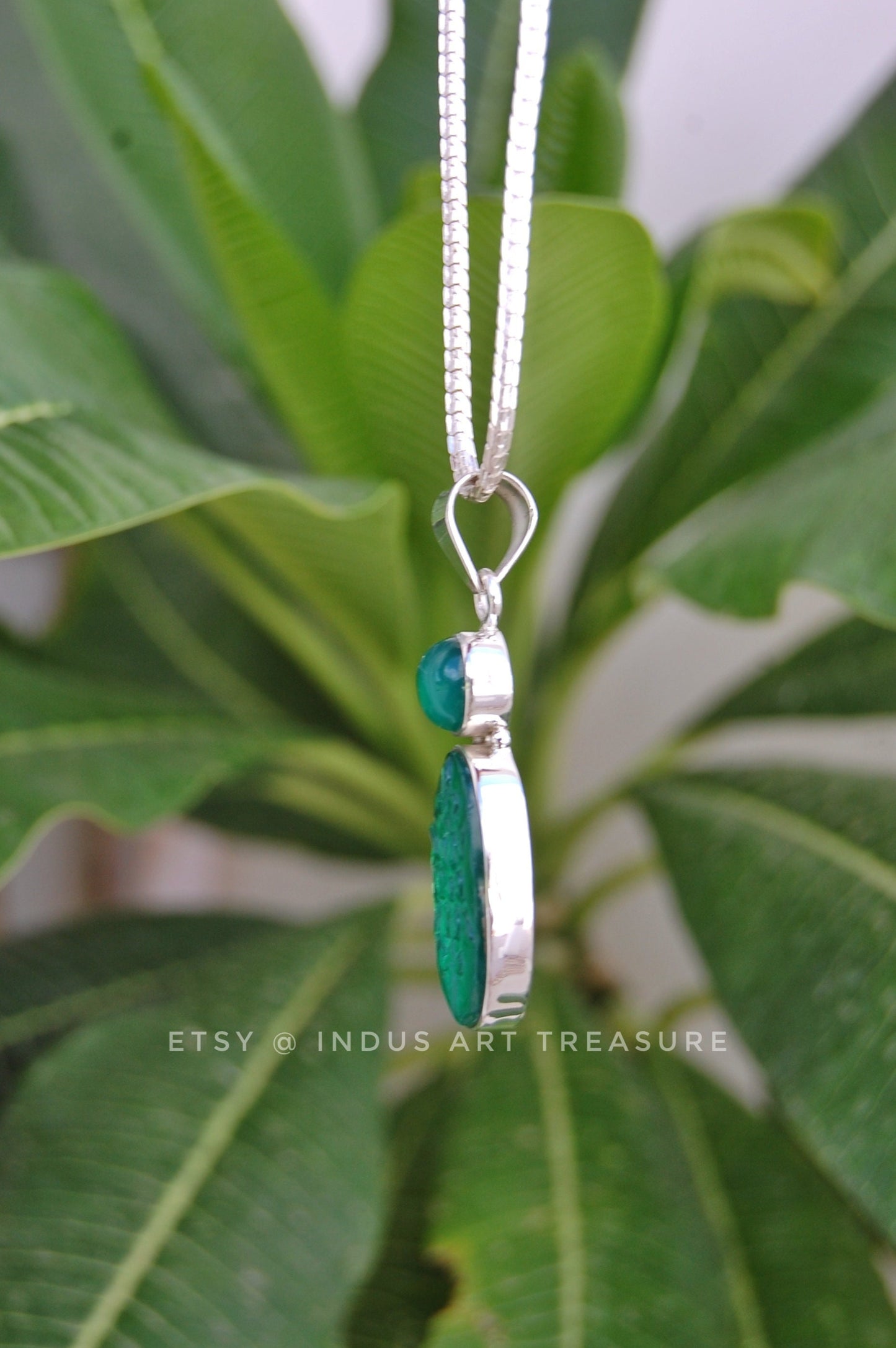 Jade & Green Onyx Craved Pendant