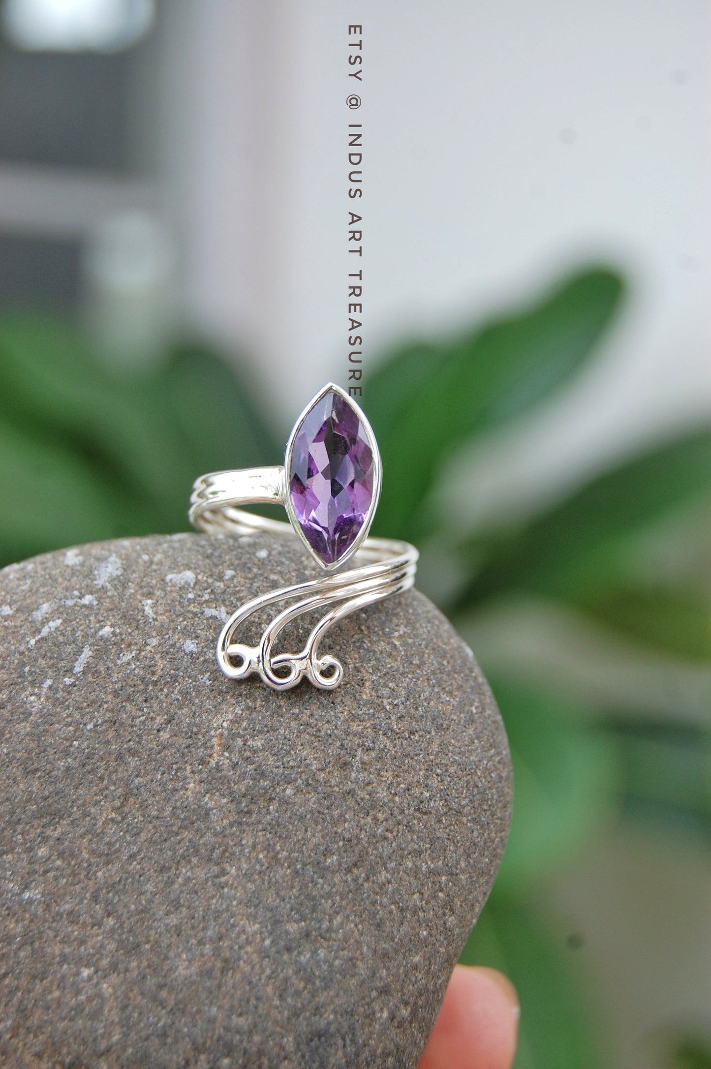 Amethyst Marquoise Ring