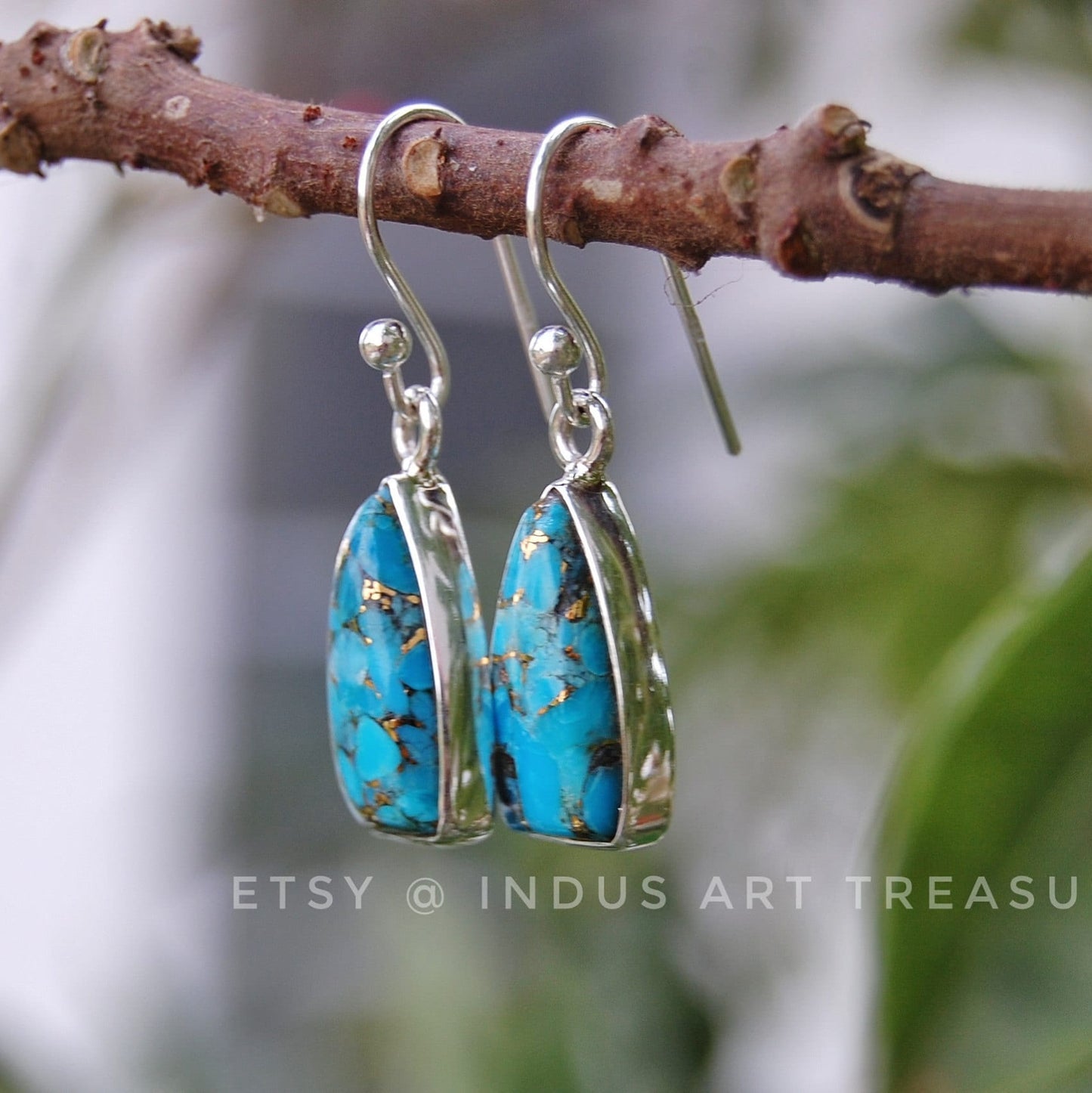 Copper Turquoise Dangle Earrings