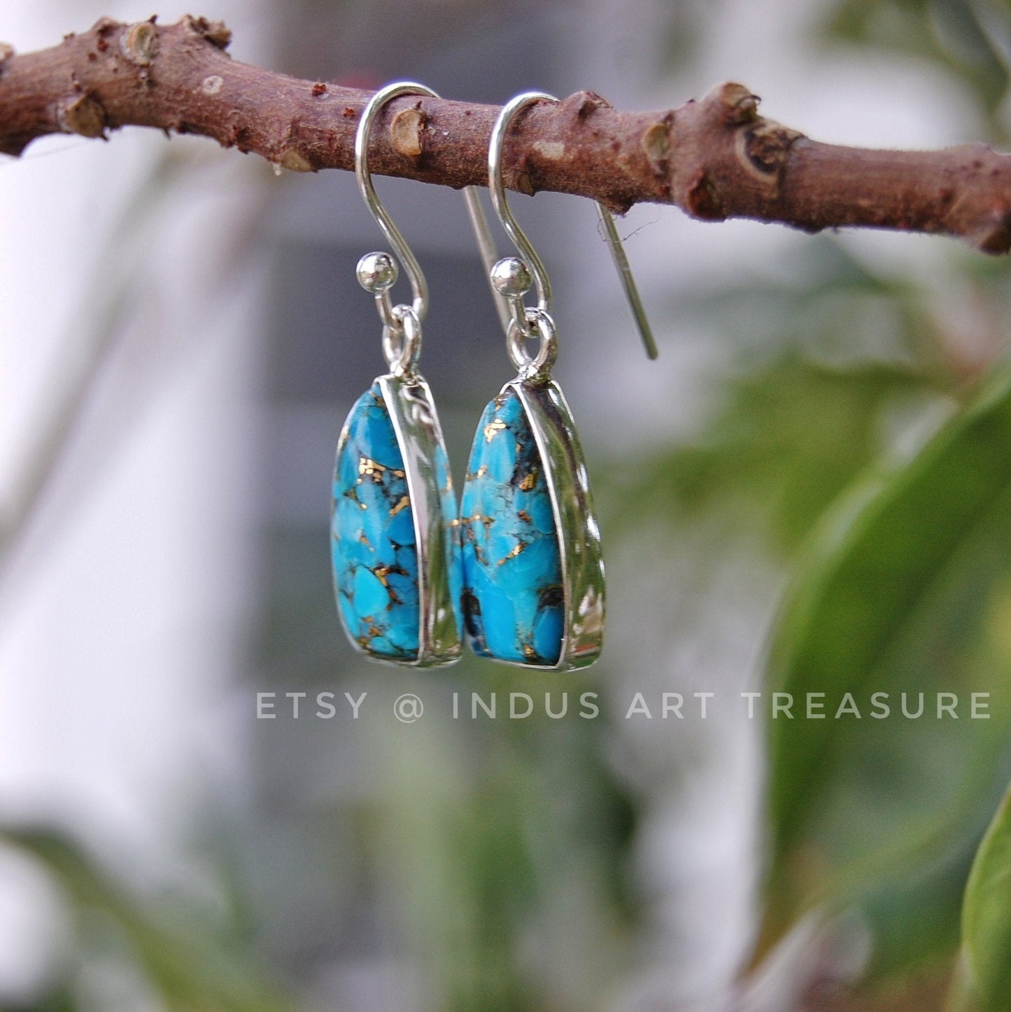 Copper Turquoise Dangle Earrings