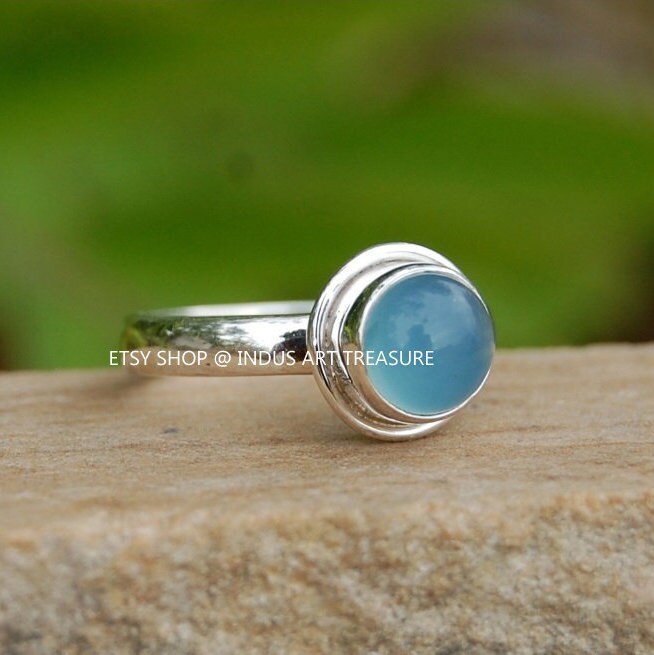 Aqua Chalcedony Ring