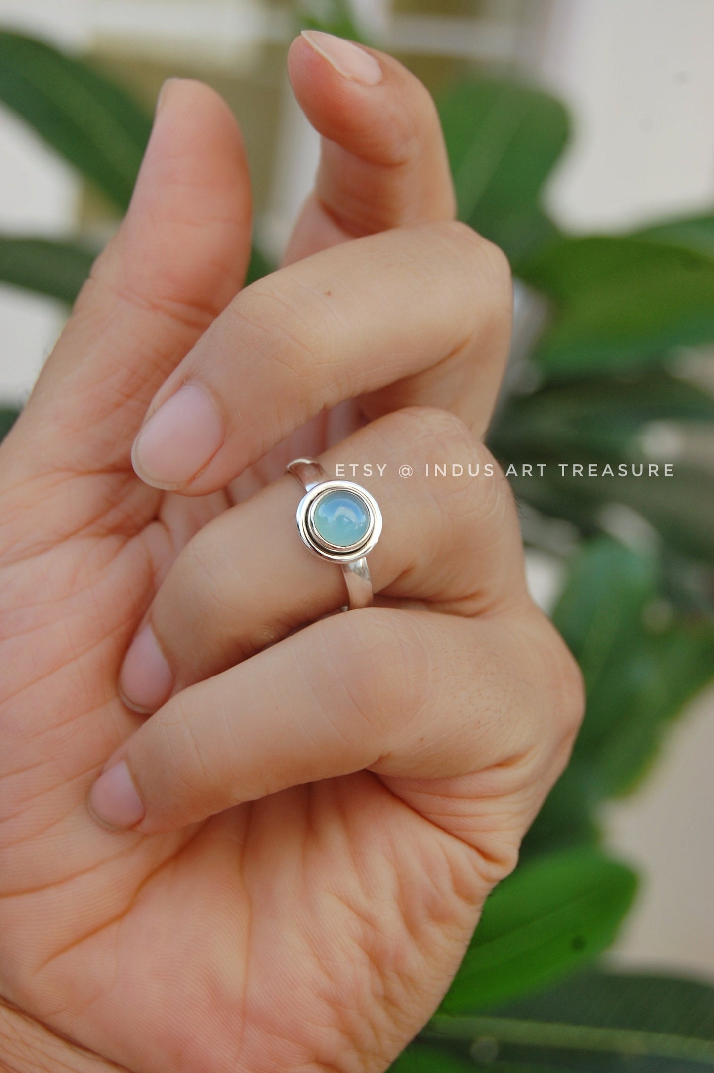Aqua Chalcedony Ring