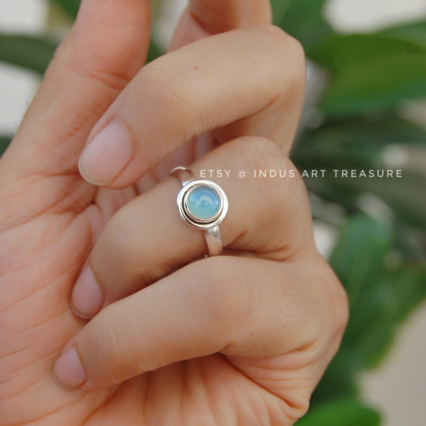 Aqua Chalcedony Ring