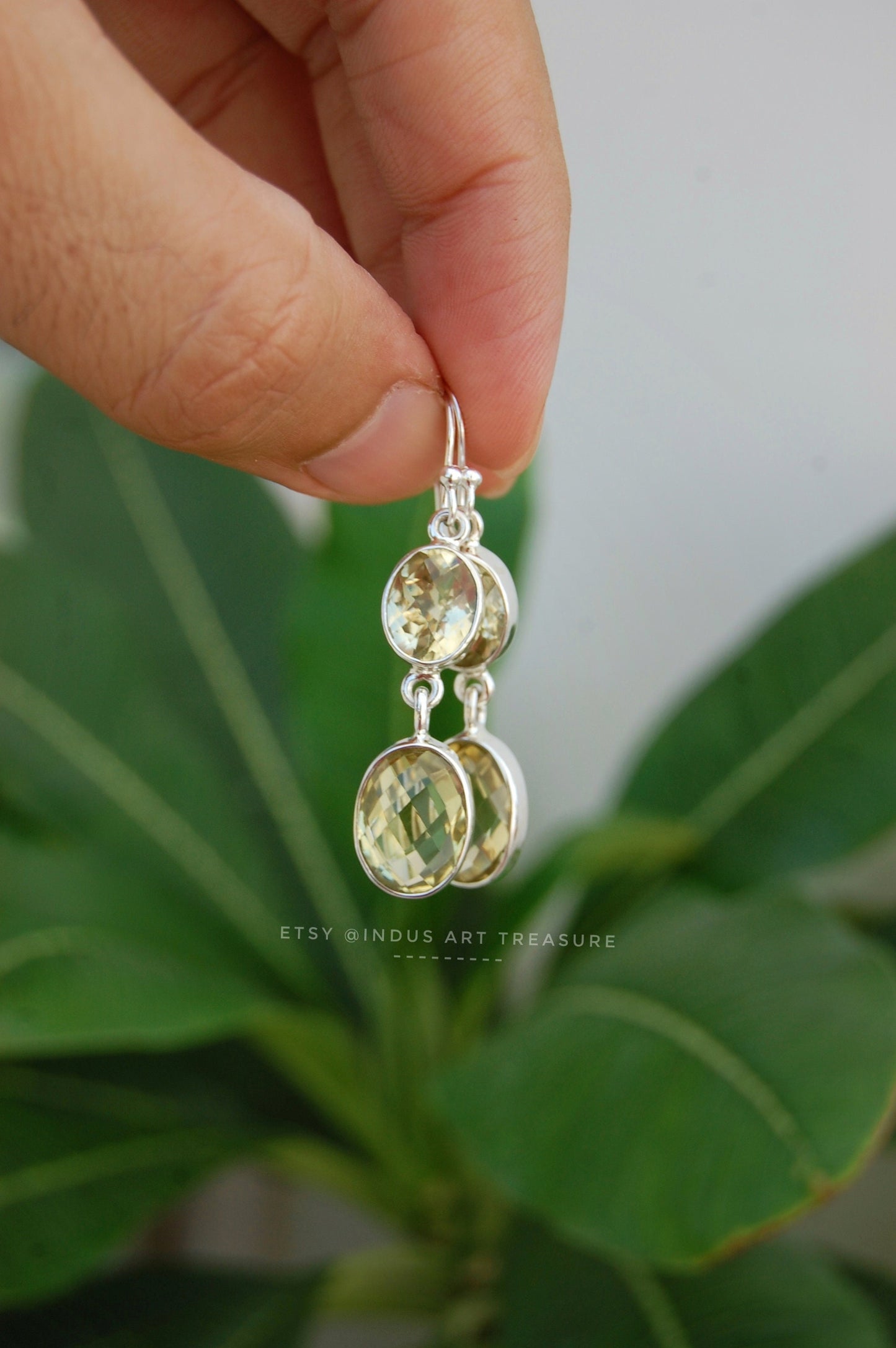 Yellow Citrine Dangle Earrings