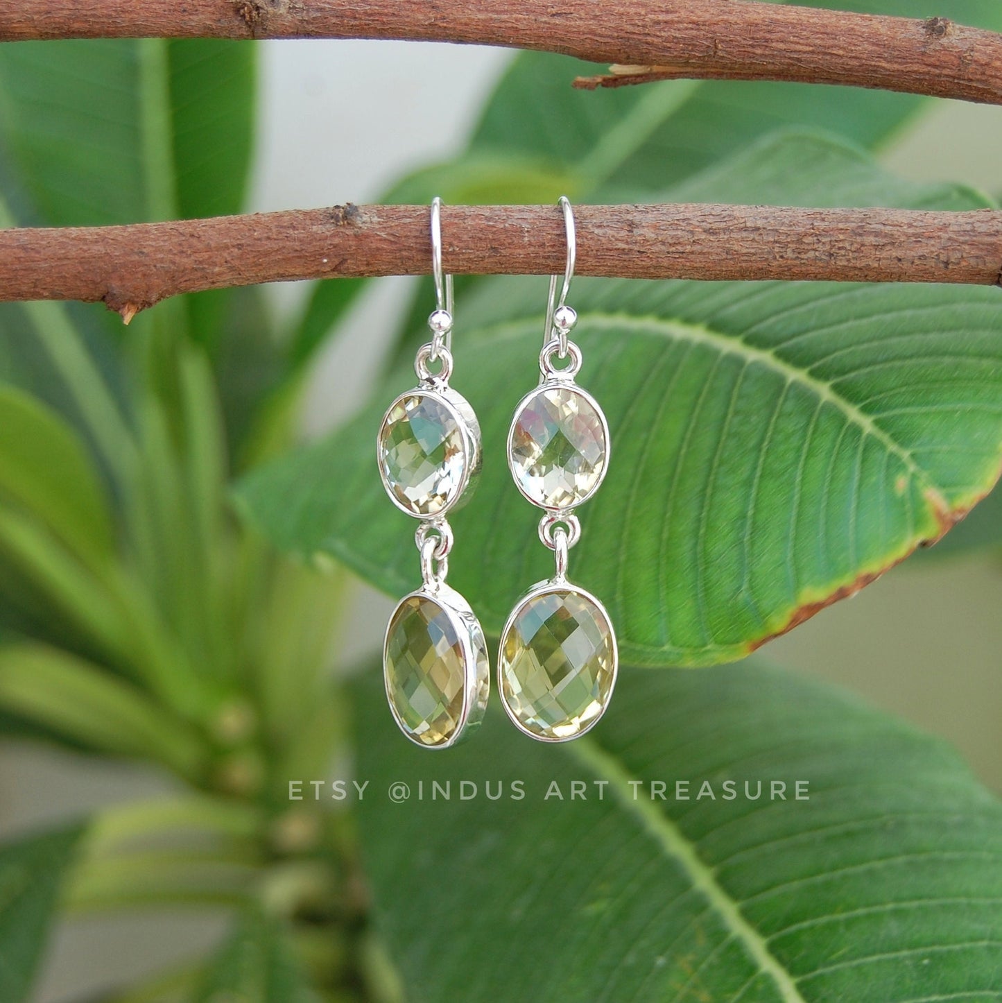 Yellow Citrine Dangle Earrings