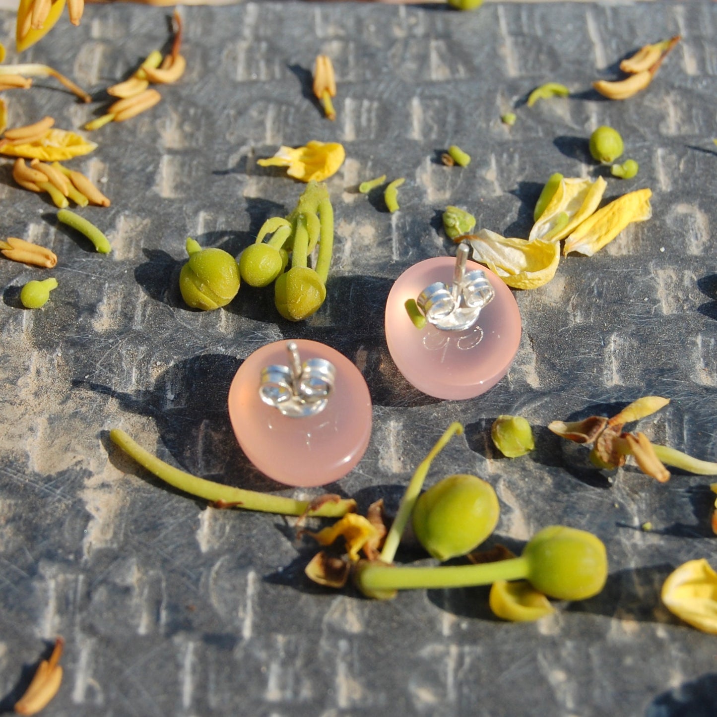 Pink Chalcedony Stud Earrings