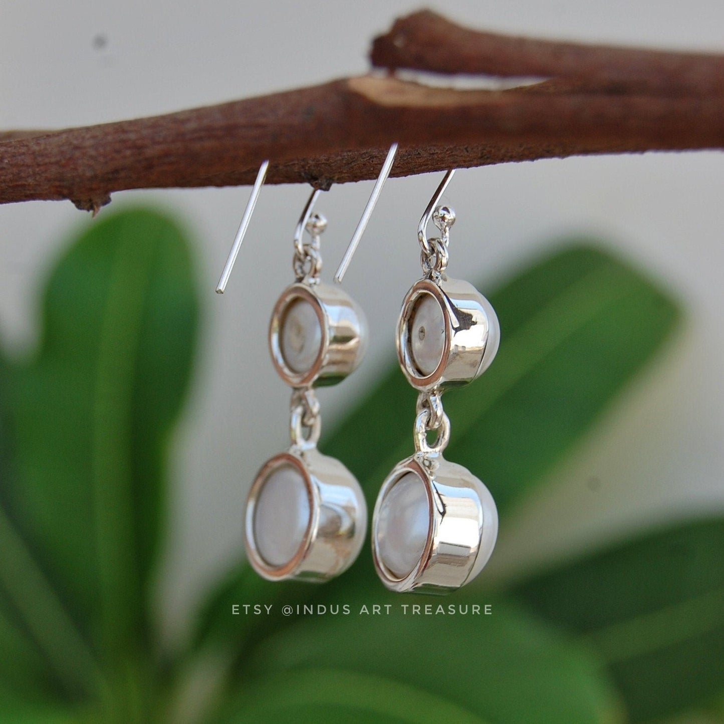 Fresh Water White Pearl Dangling Earrings