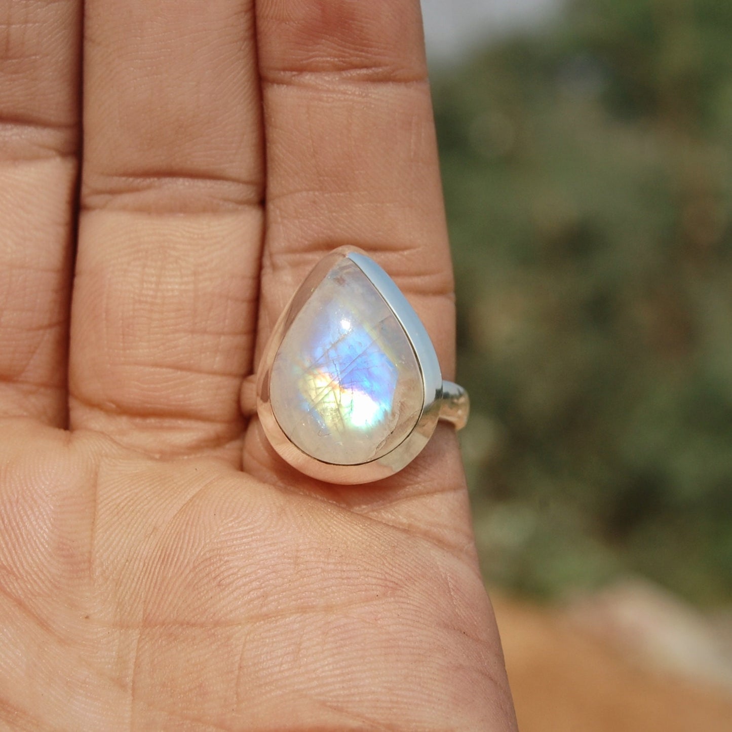 Rainbow Moonstone Ring