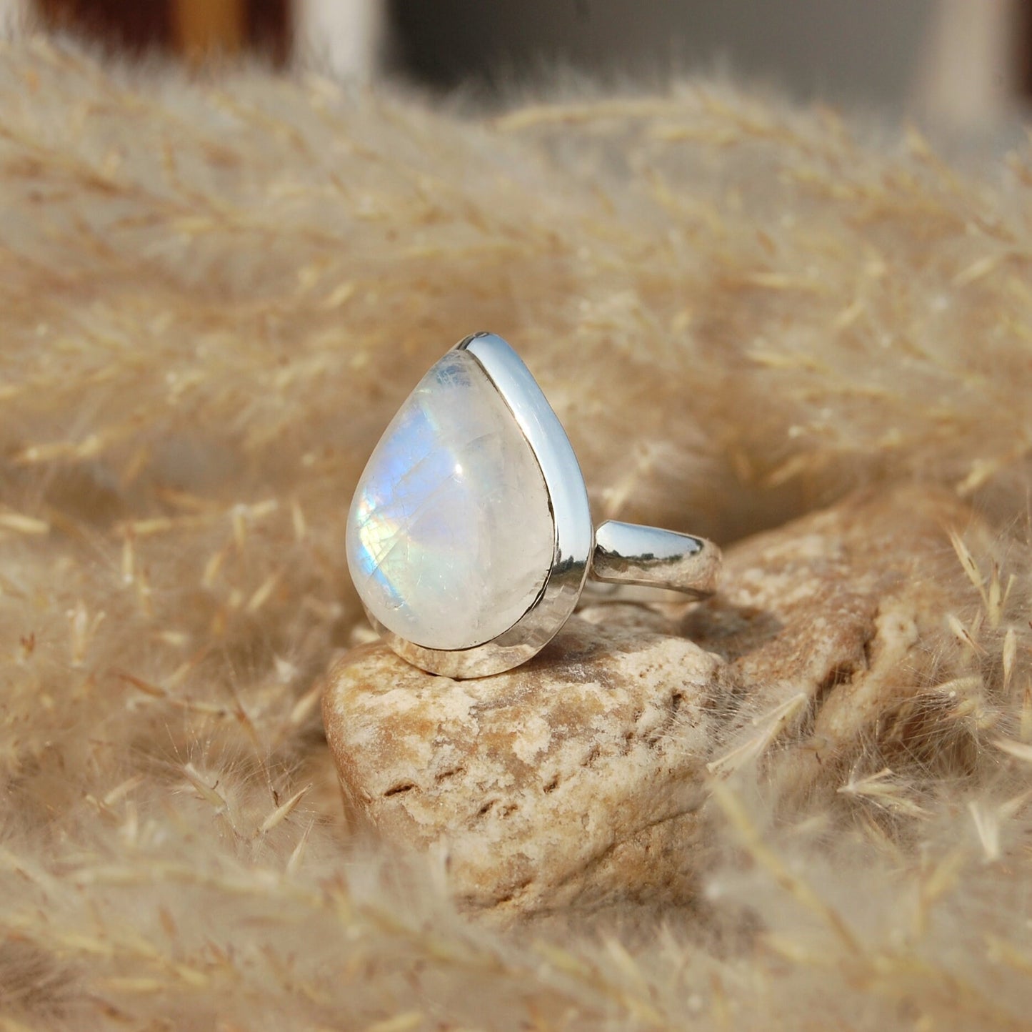 Rainbow Moonstone Ring