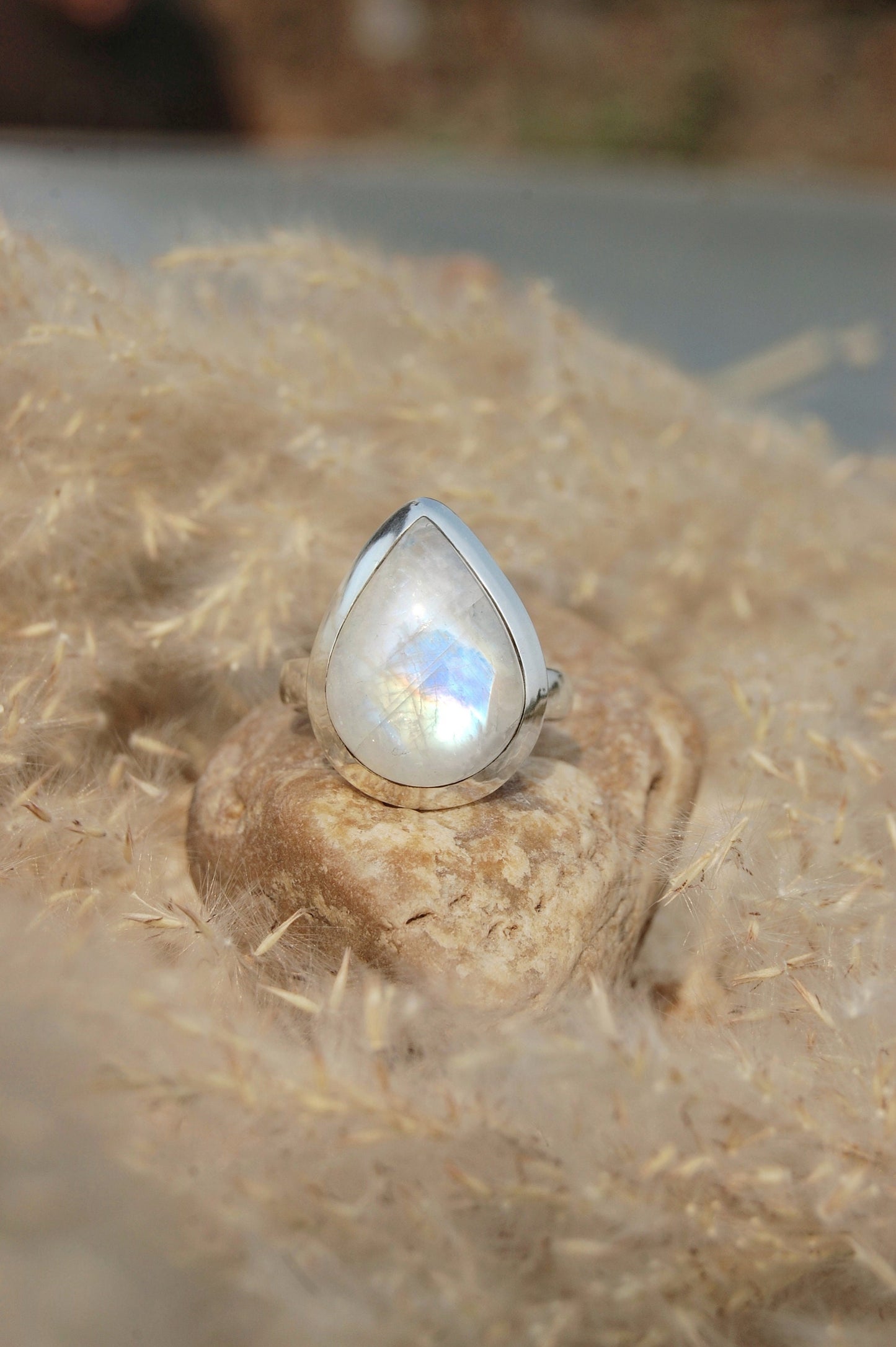 Rainbow Moonstone Ring