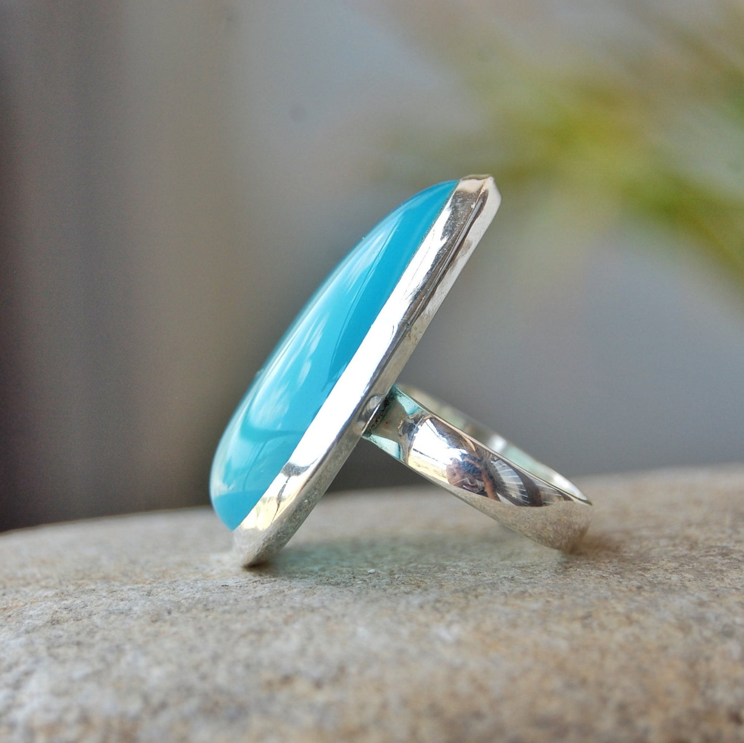 Aqua Chalcedony Statement Ring