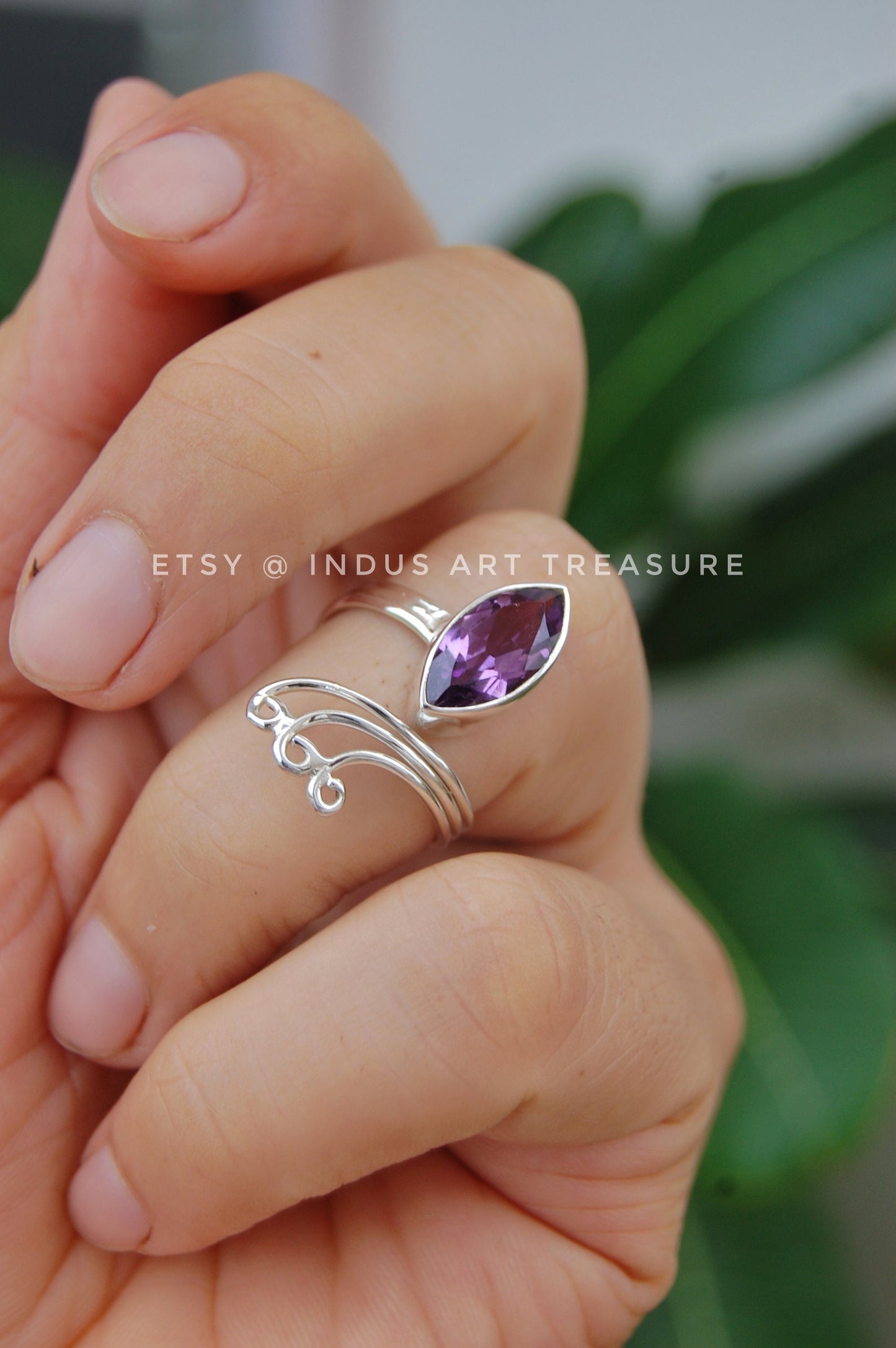 Amethyst Marquoise Ring