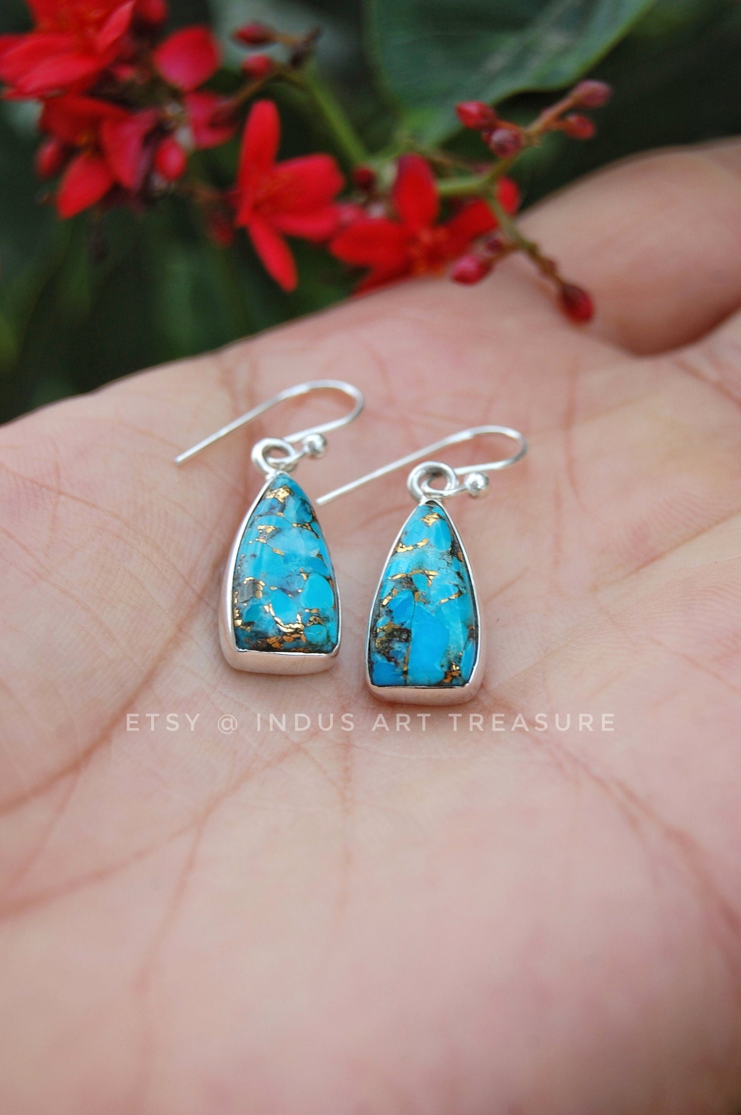 Copper Turquoise Dangle Earrings