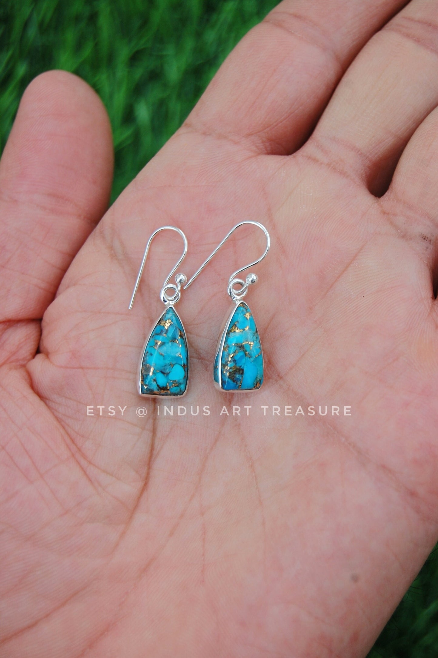 Copper Turquoise Dangle Earrings