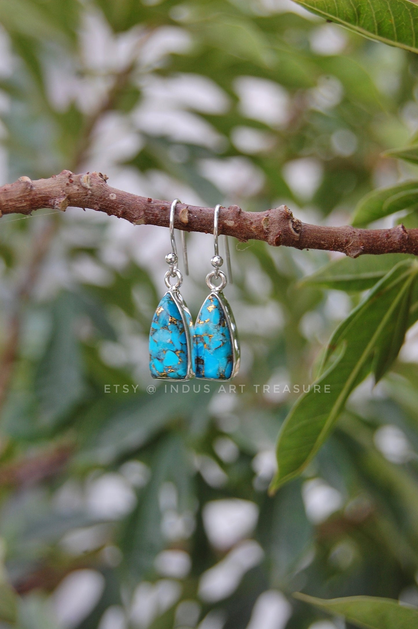 Copper Turquoise Dangle Earrings