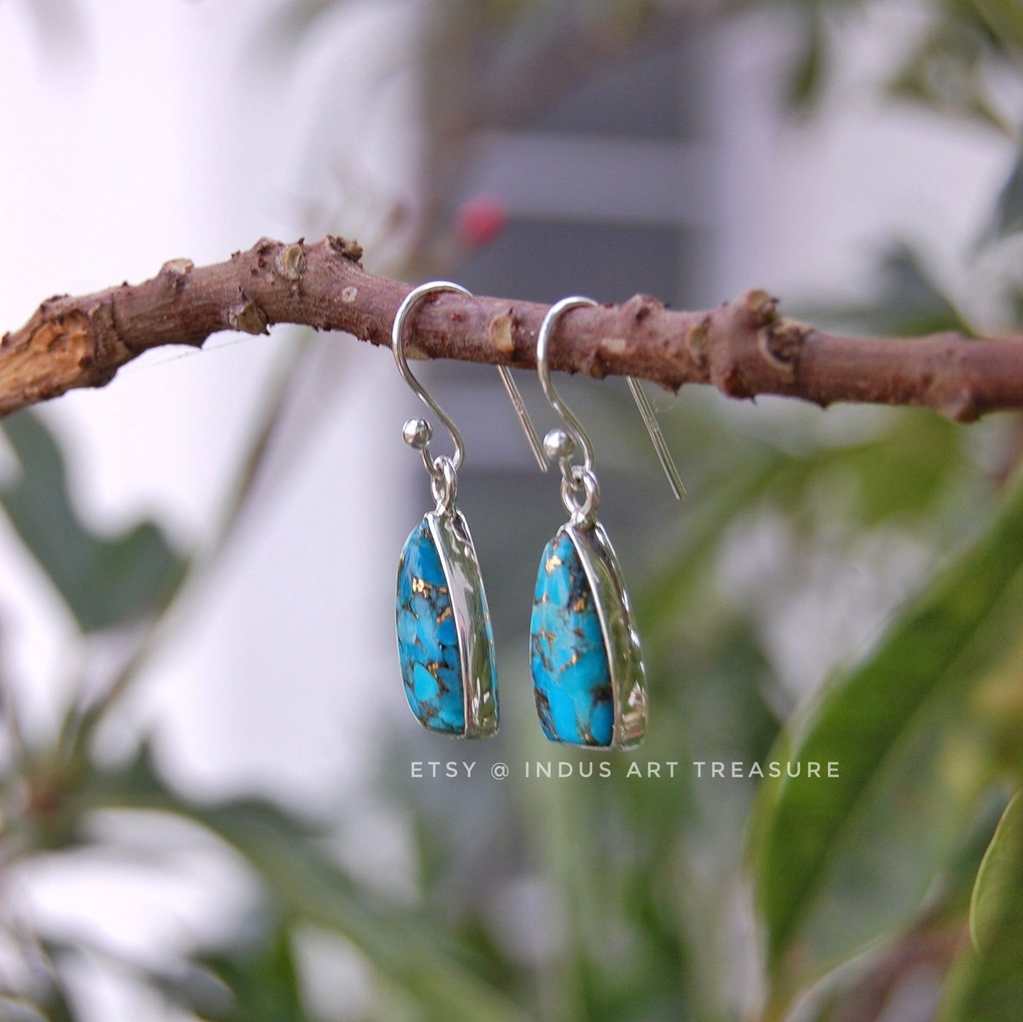 Copper Turquoise Dangle Earrings