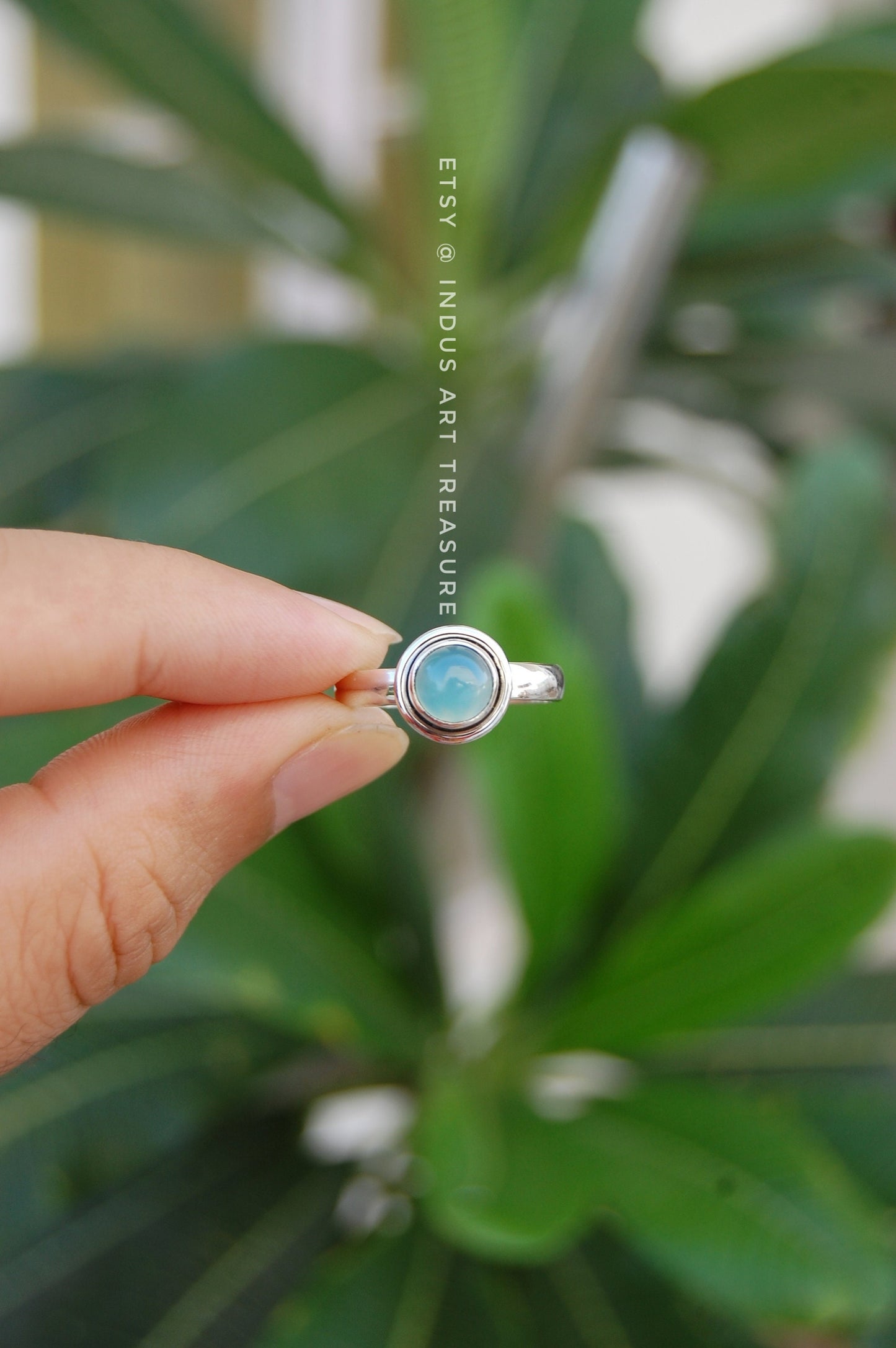 Aqua Chalcedony Ring