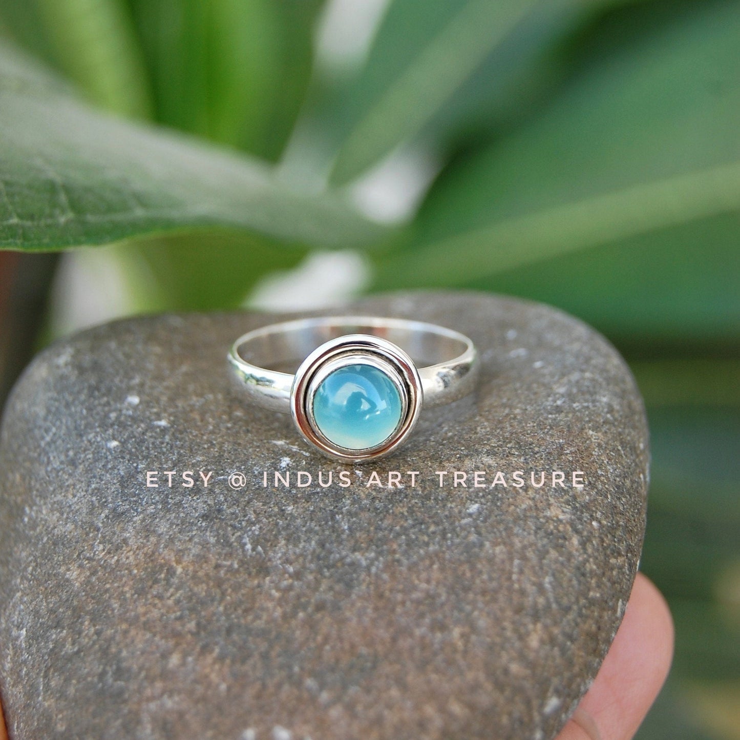 Aqua Chalcedony Ring