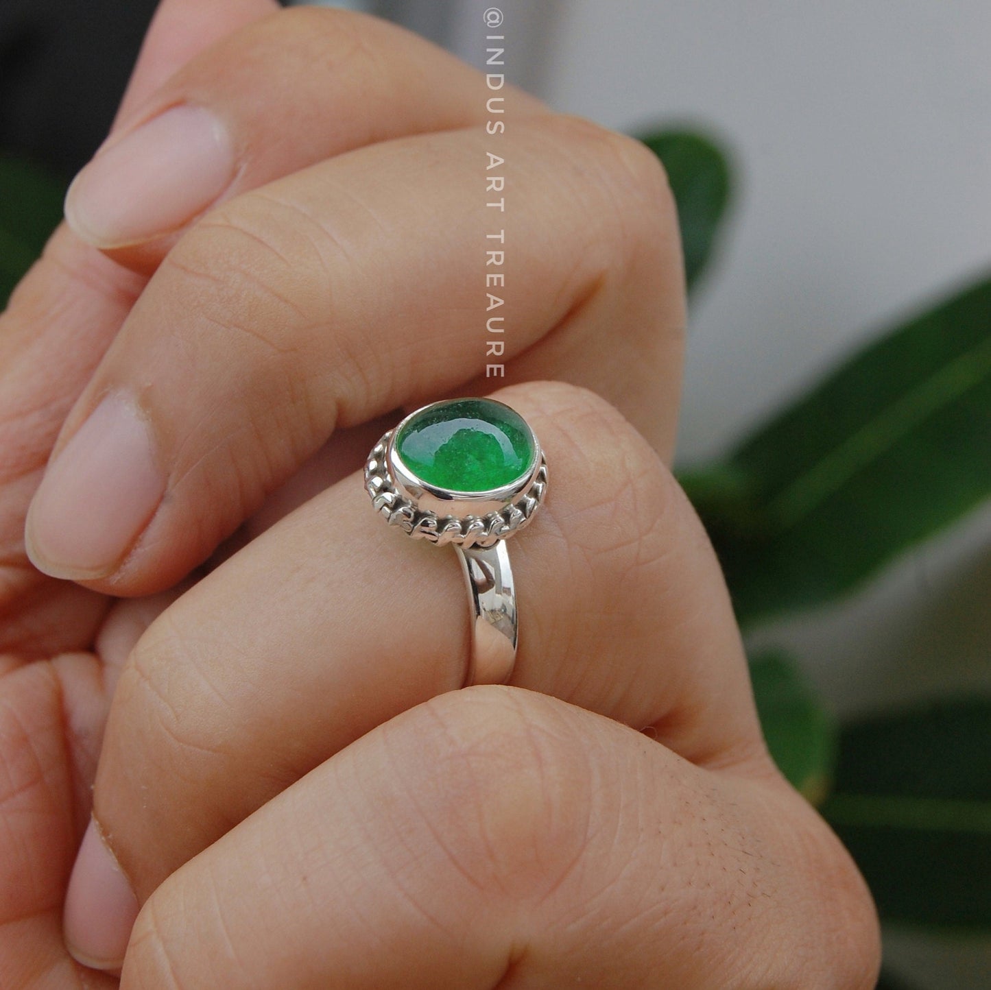 Natural Jade Boho Ring