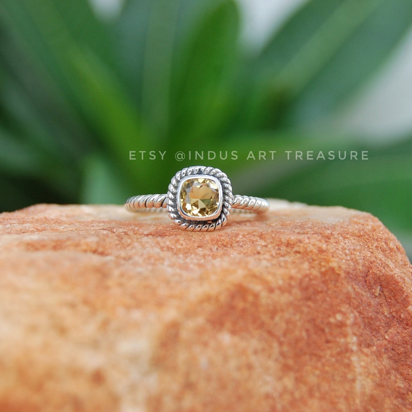 Citrine Twisted Band Ring