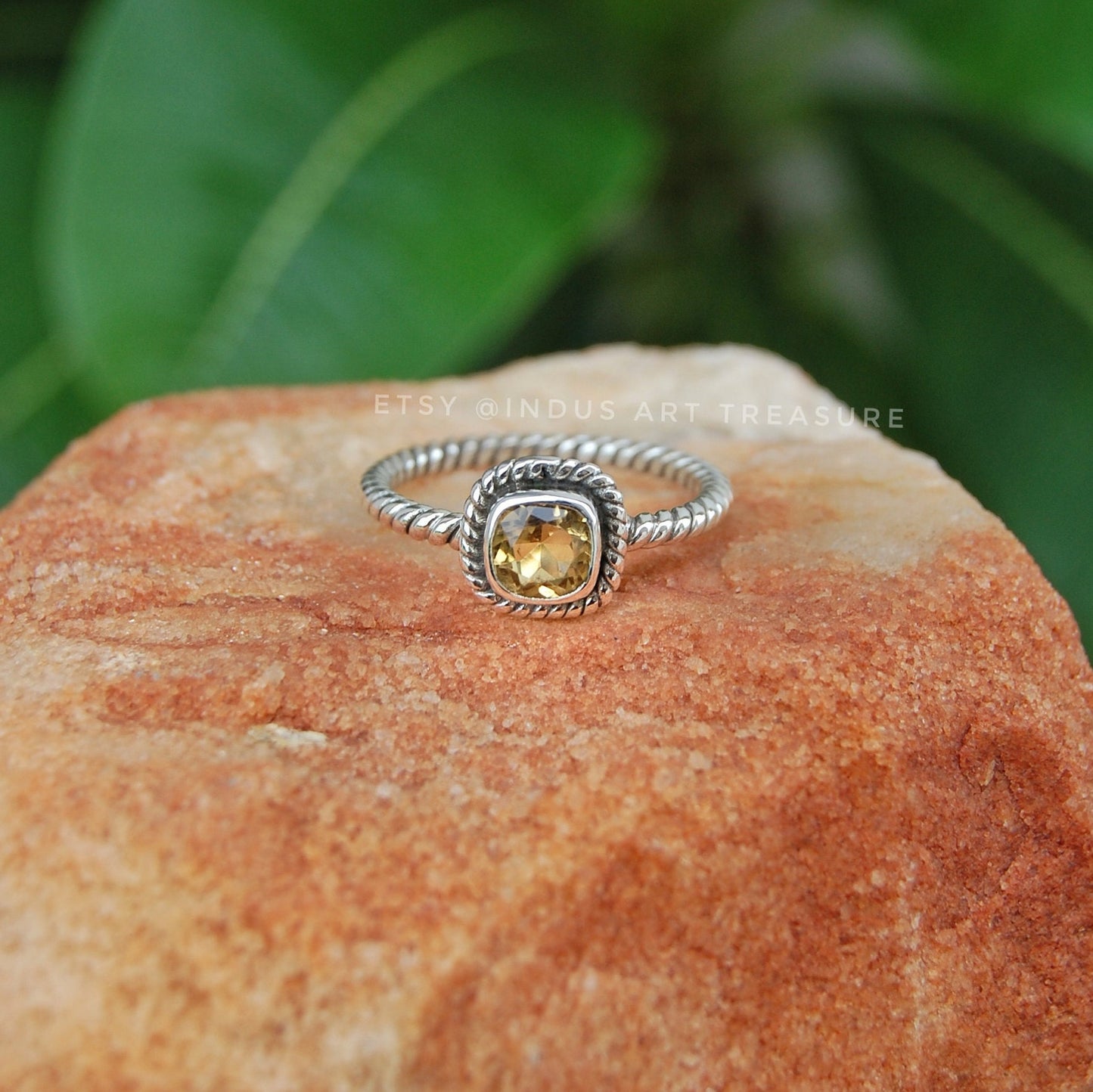 Citrine Twisted Band Ring