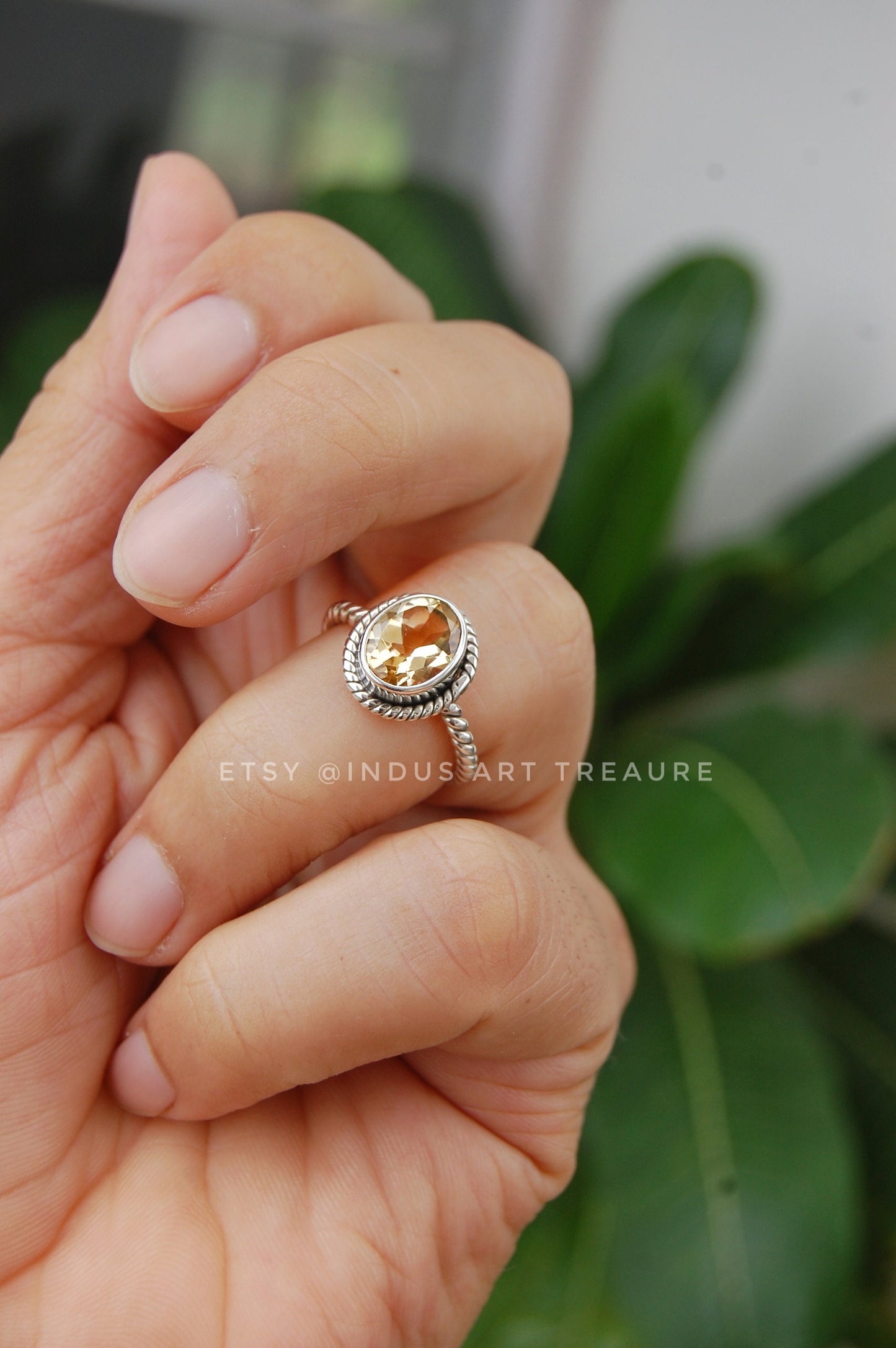 Citrine Twisted Band Ring
