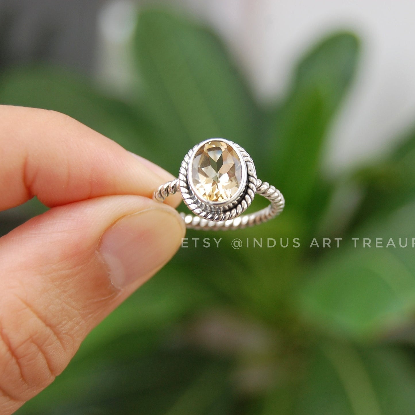 Citrine Twisted Band Ring