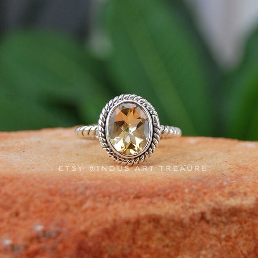 Citrine Twisted Band Ring
