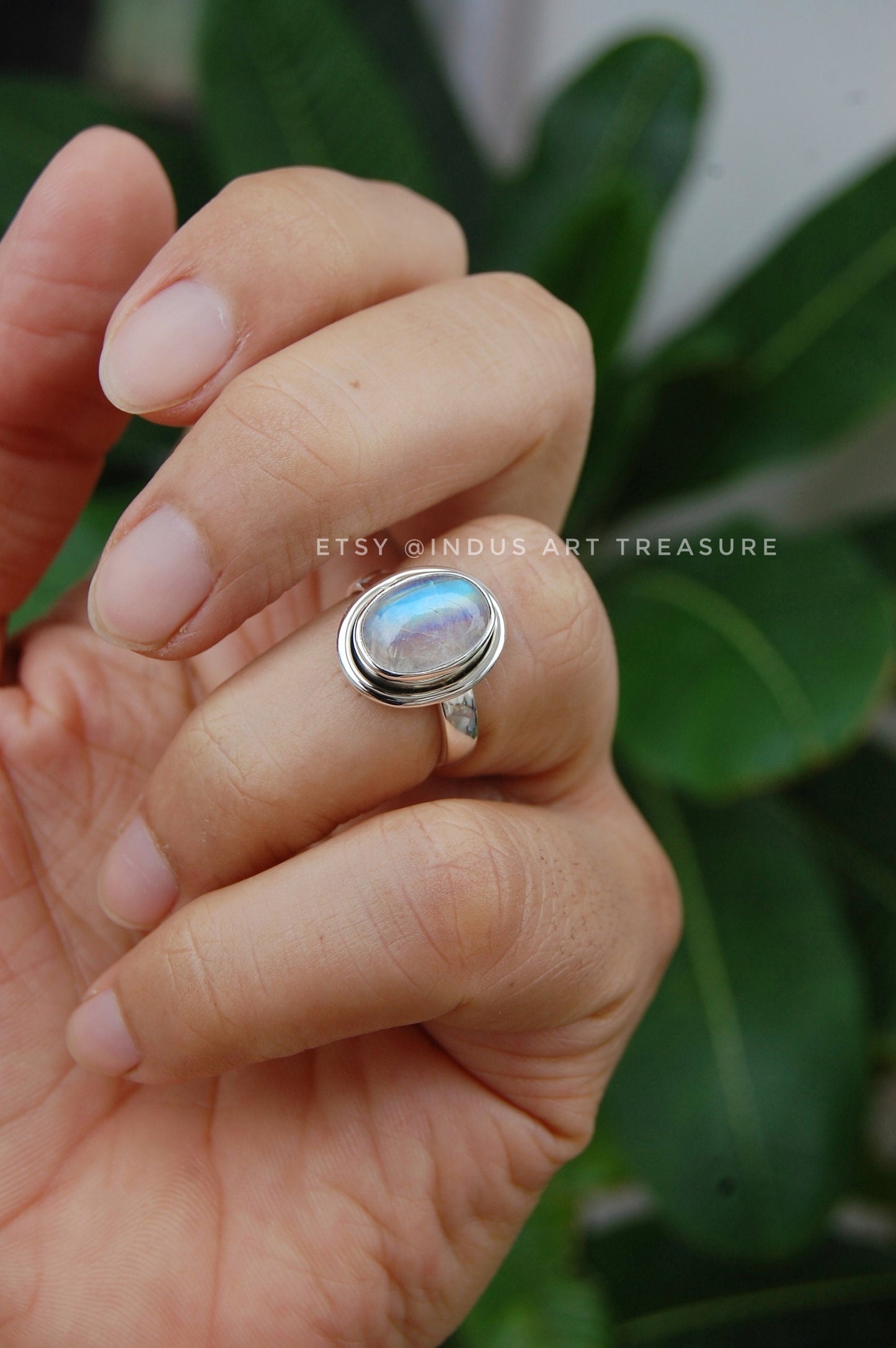 Rainbow Moonstone Ring