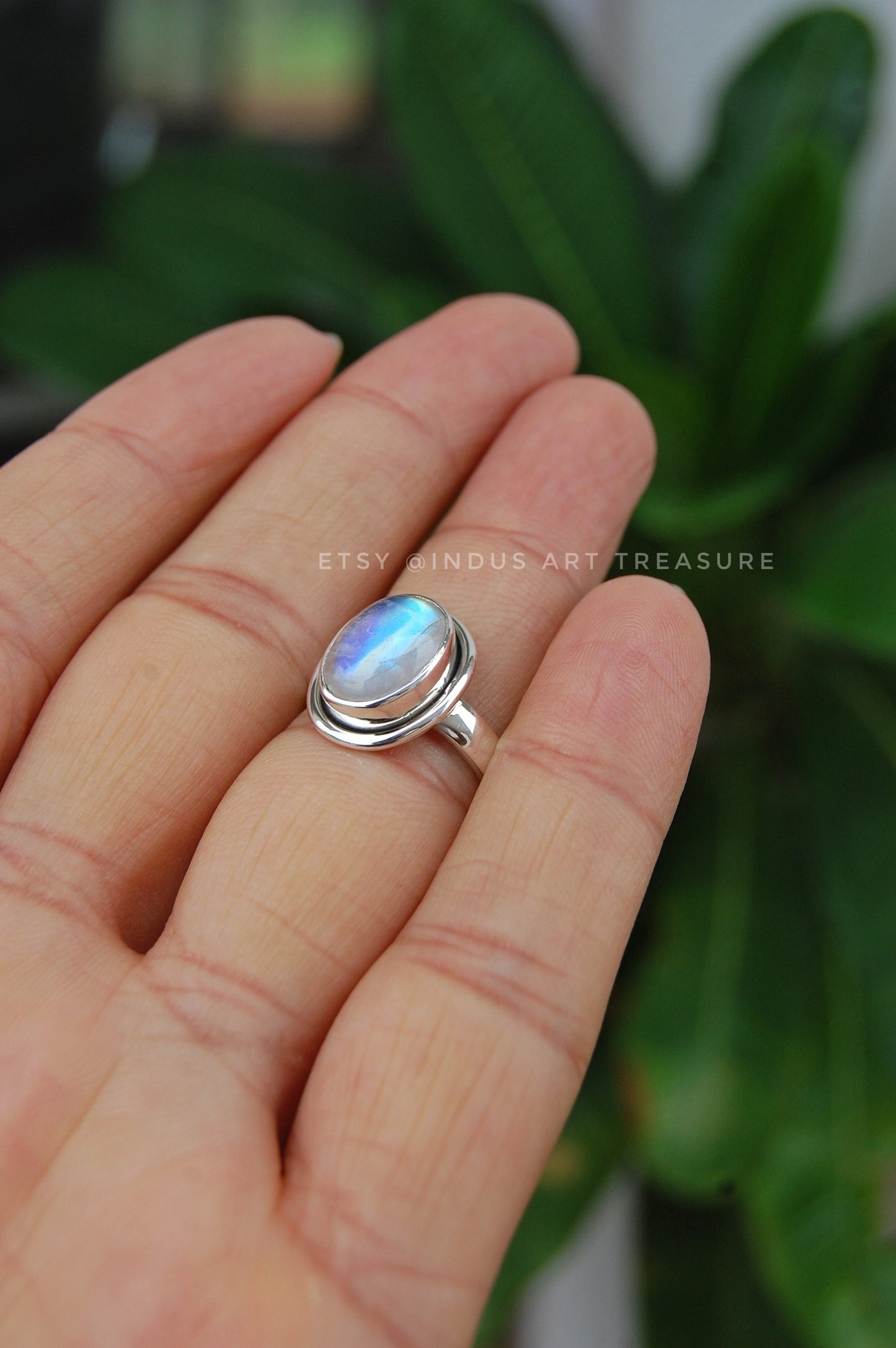 Rainbow Moonstone Ring