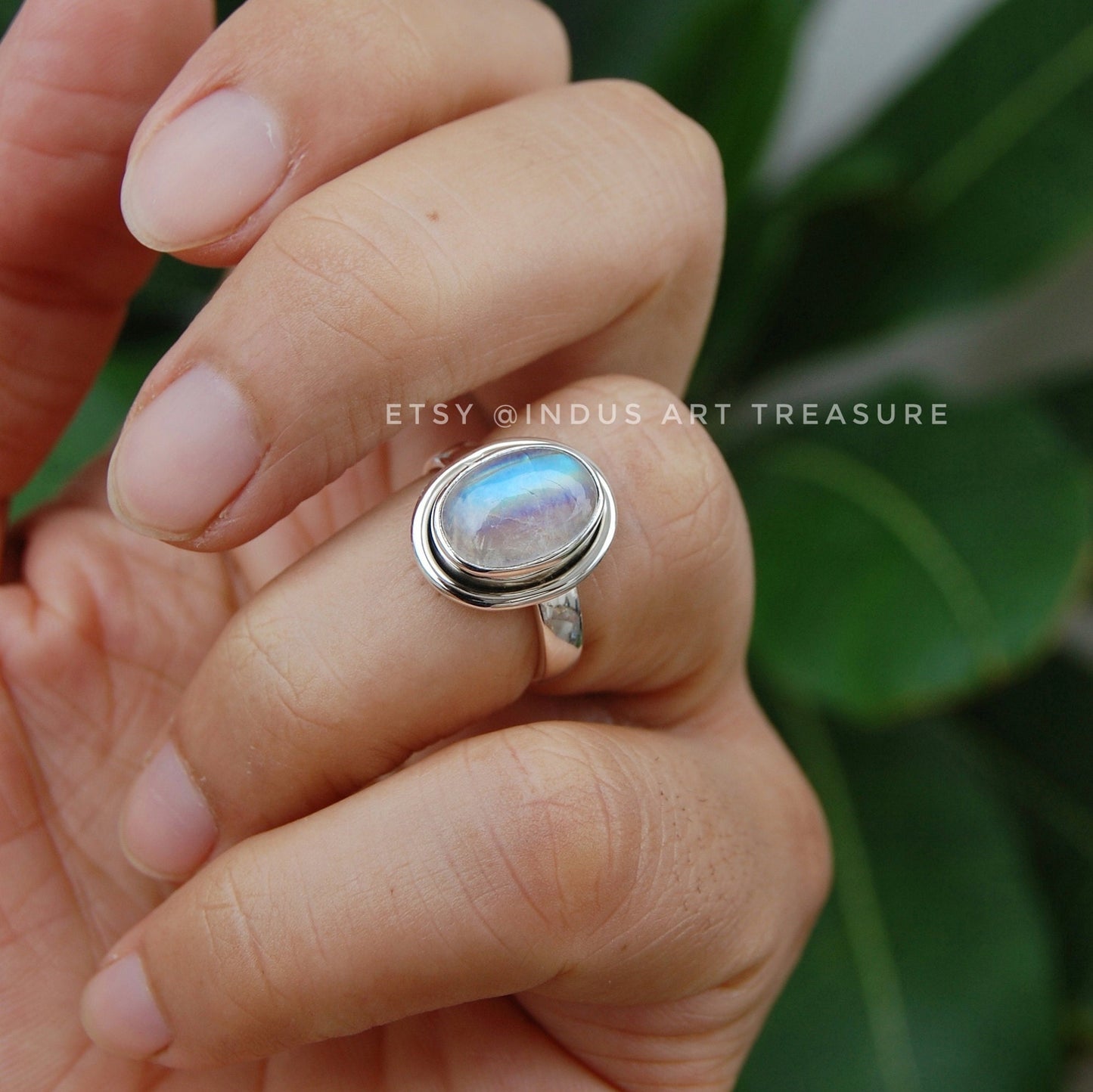 Rainbow Moonstone Ring