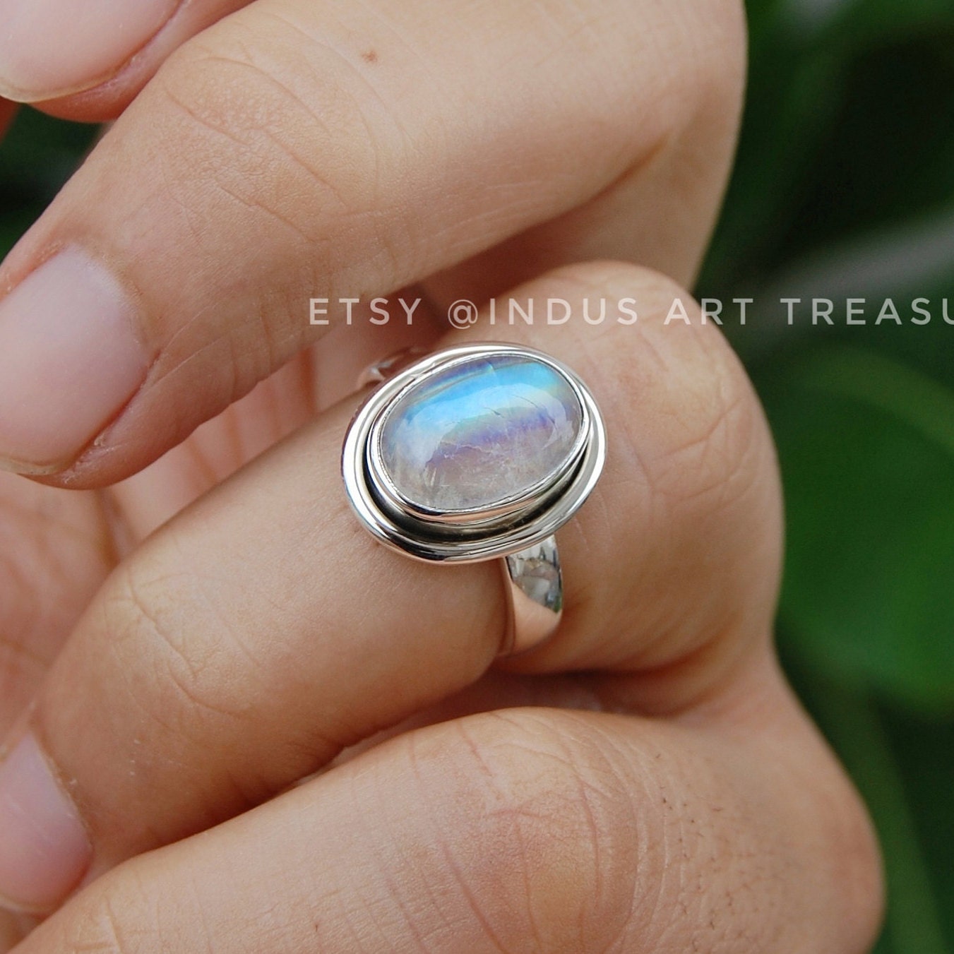 Rainbow Moonstone Ring