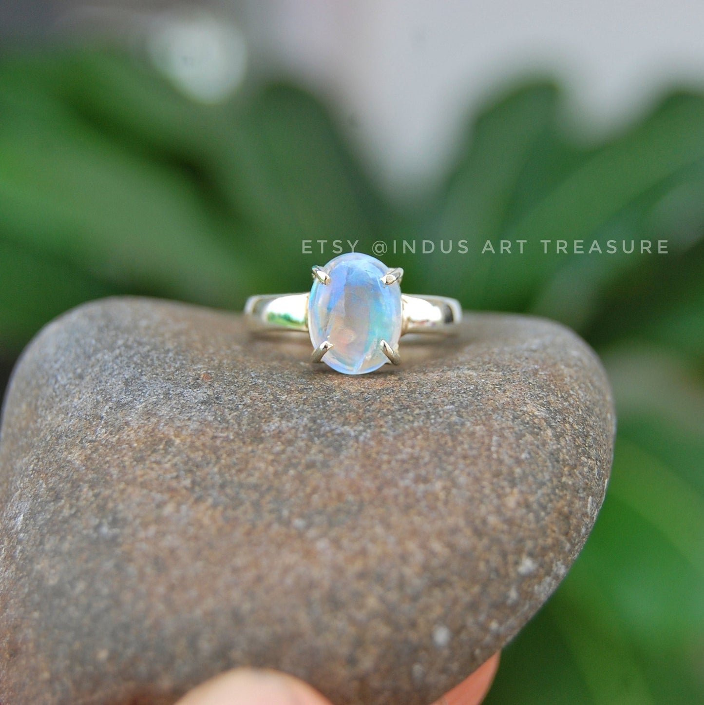 Rainbow Moonstone Ring