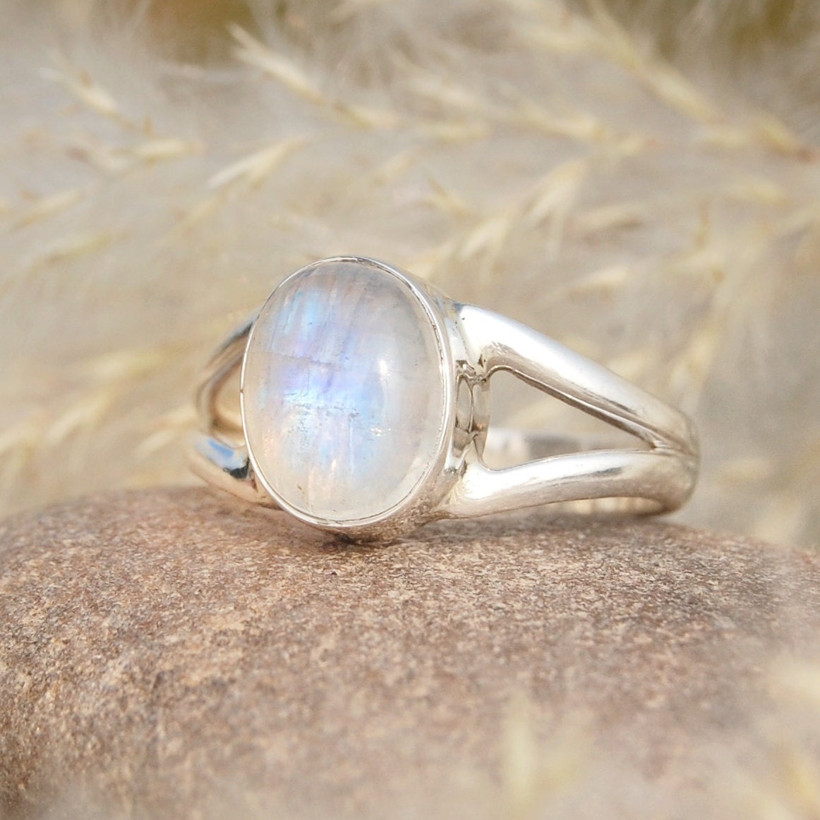 Rainbow Moonstone Ring