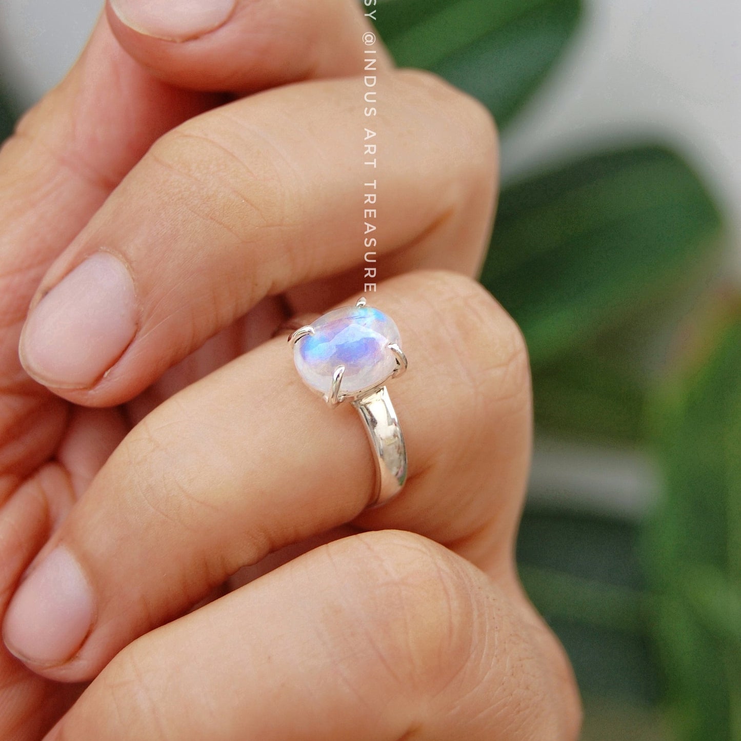 Rainbow Moonstone Ring