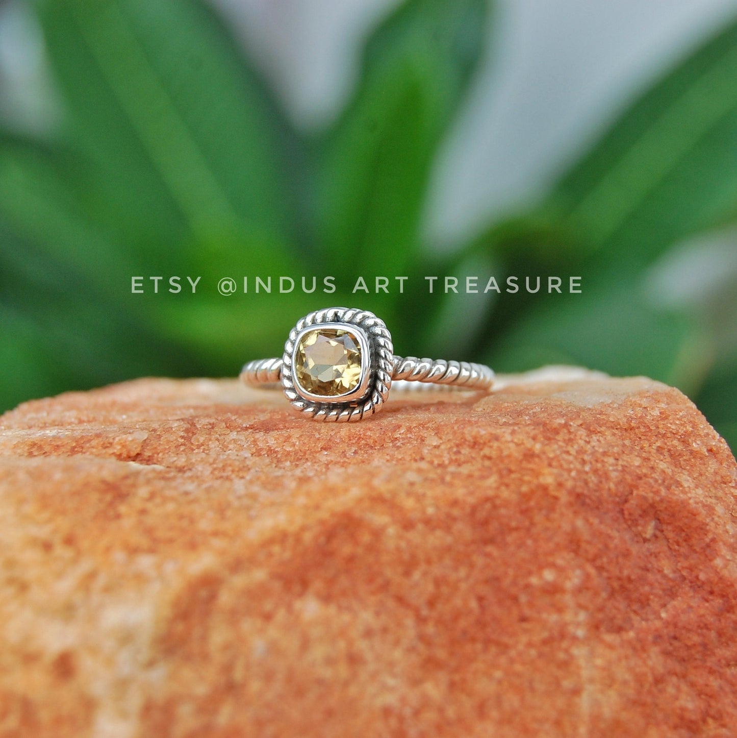 Citrine Twisted Band Ring