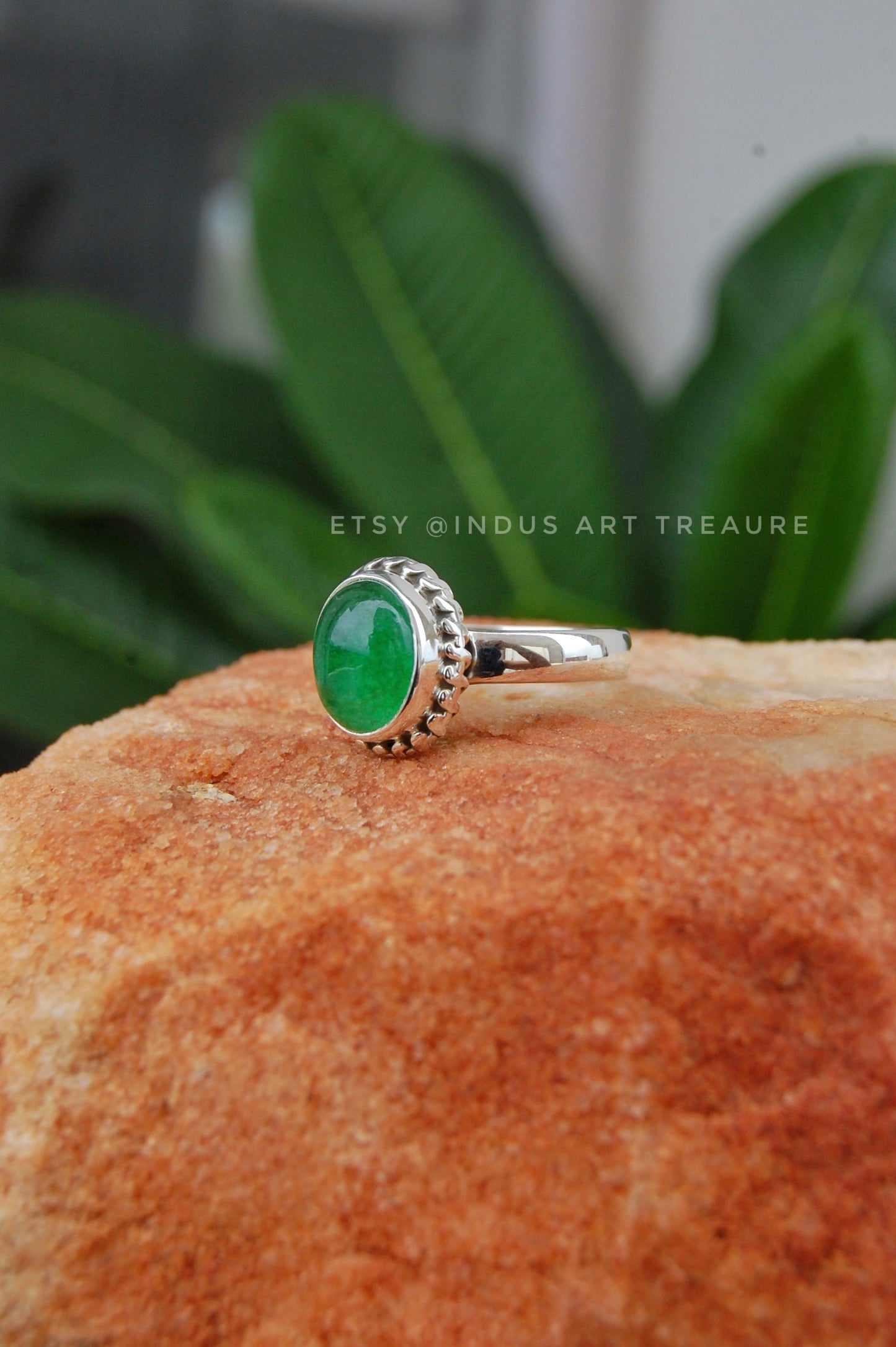 Natural Jade Boho Ring