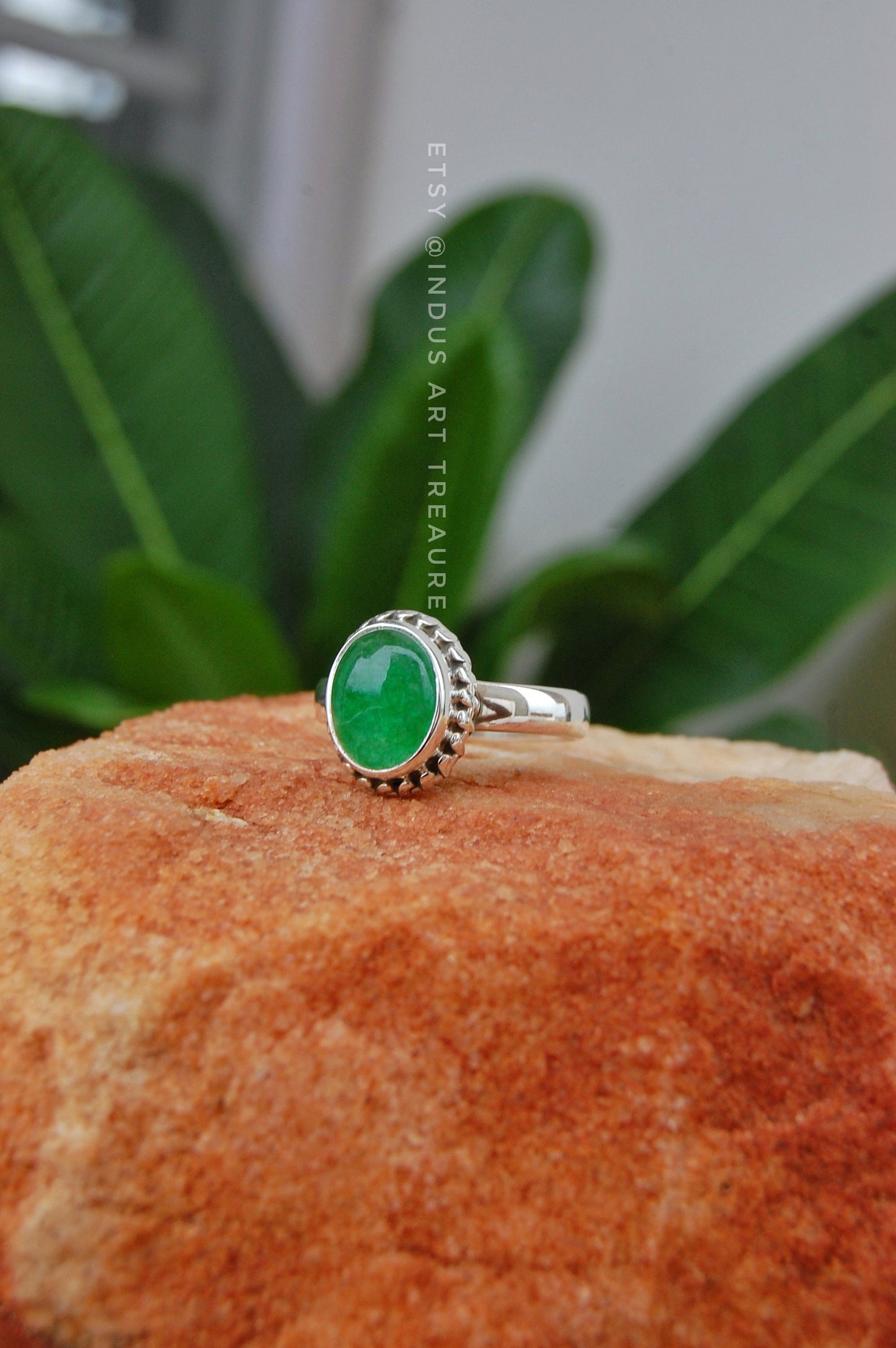 Natural Jade Boho Ring