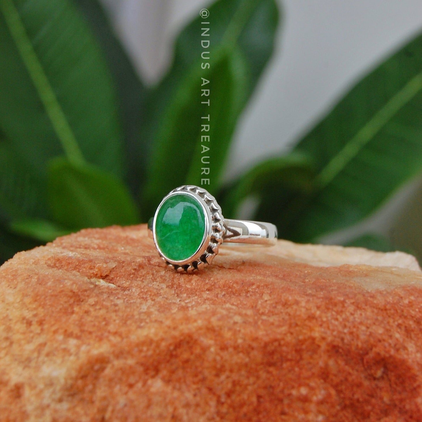 Natural Jade Boho Ring